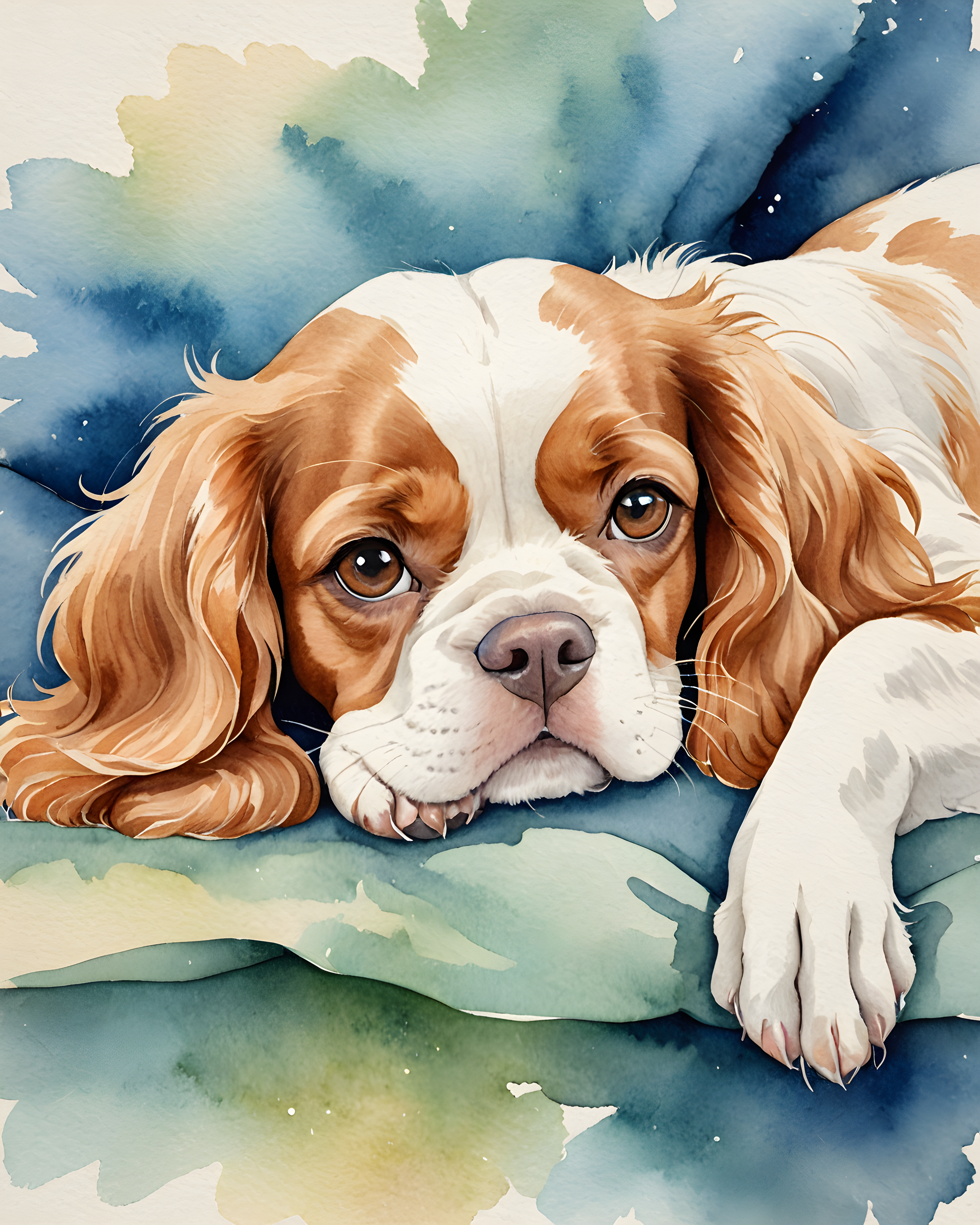 Disney Style Cavalier — Watercolor (Fantasy) — Wall Art (Printable) — Portrait 4×5