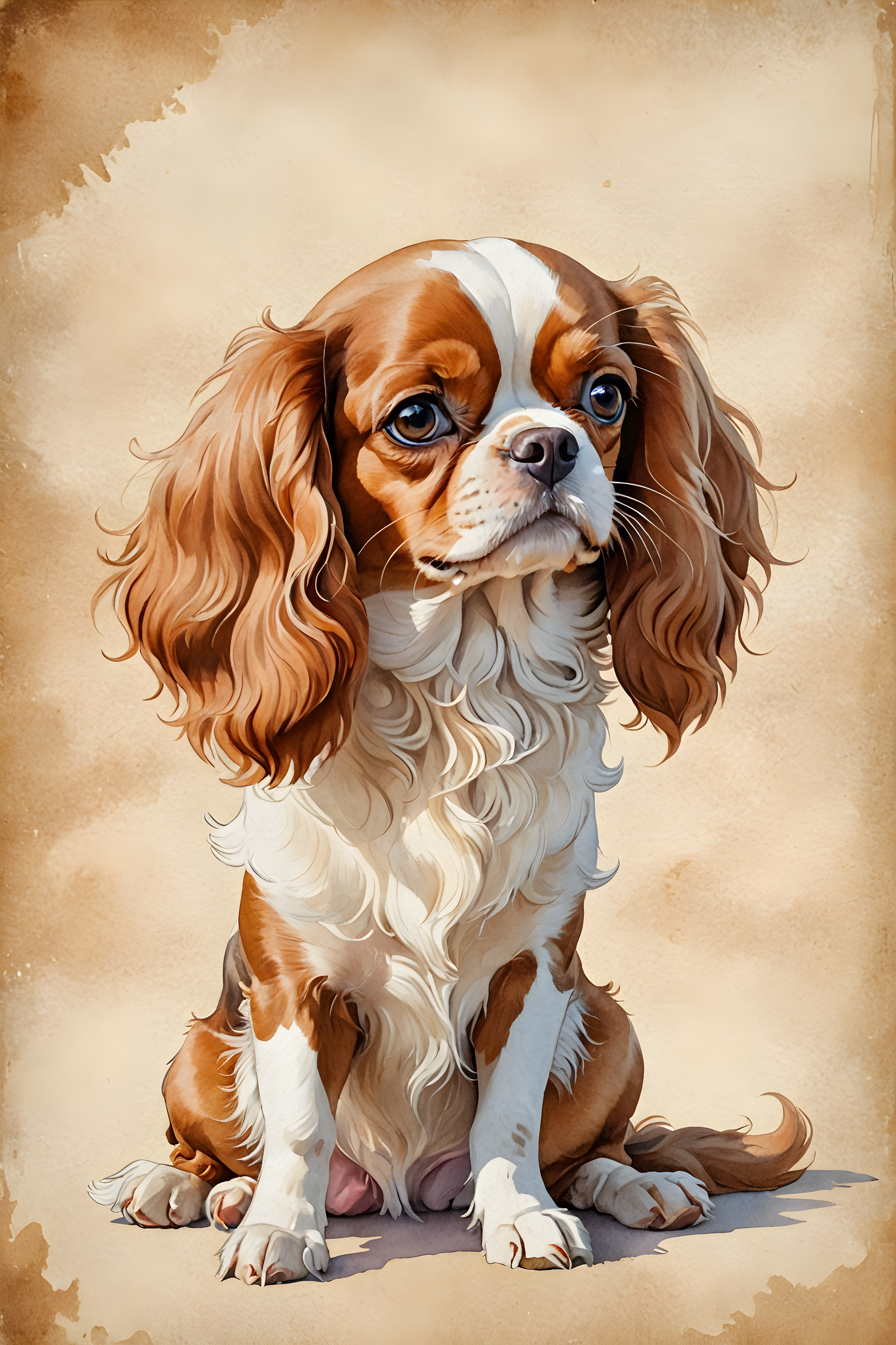 Disney Style Cavalier — Watercolor (Sleepy)