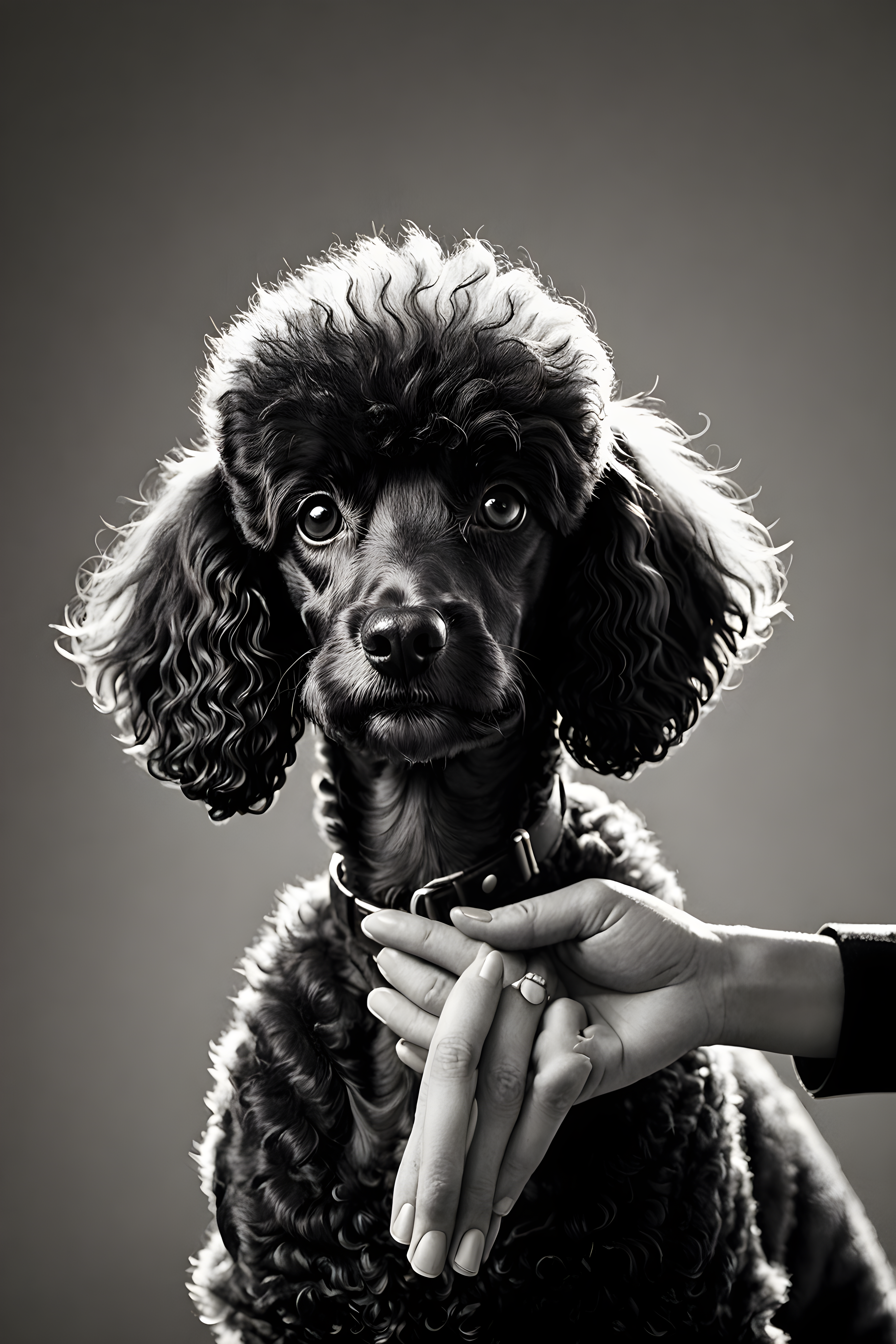 Flat Illustration Poodle — Black & White (Aesthetic)