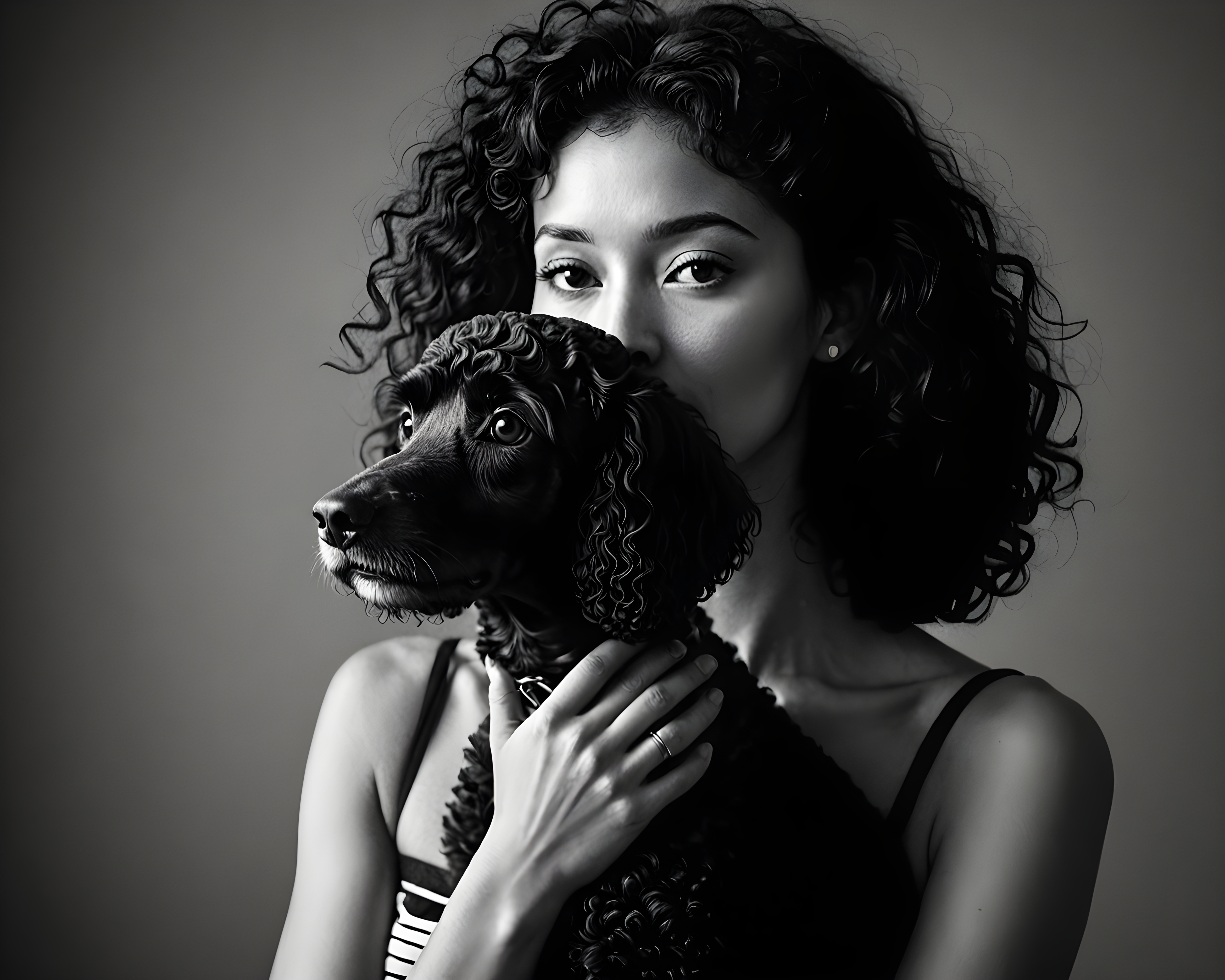 Flat Illustration Poodle — Black & White (Aesthetic)