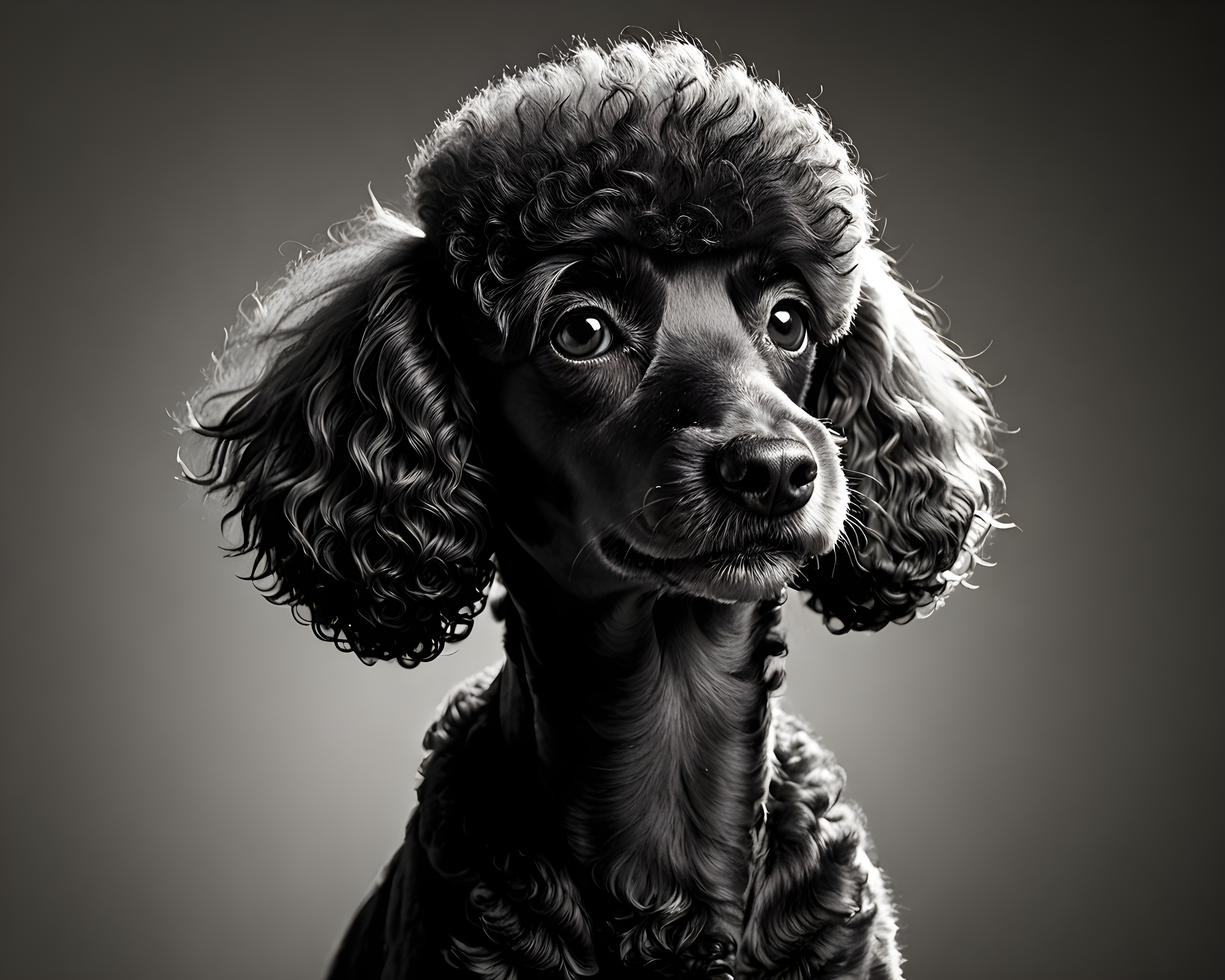 Flat Illustration Poodle — Black & White (Funny)