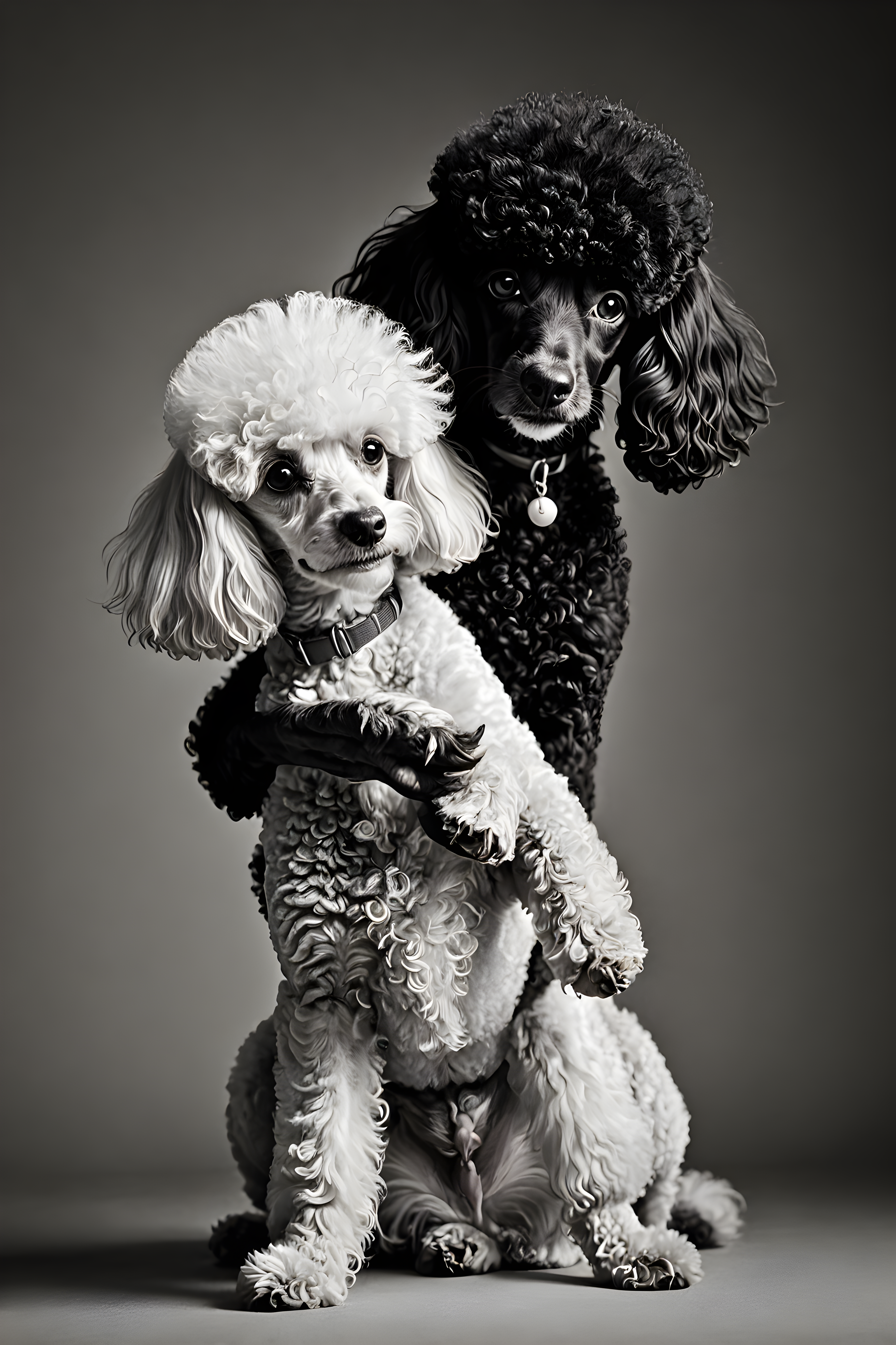 Flat Illustration Poodle — Black & White (Playful)