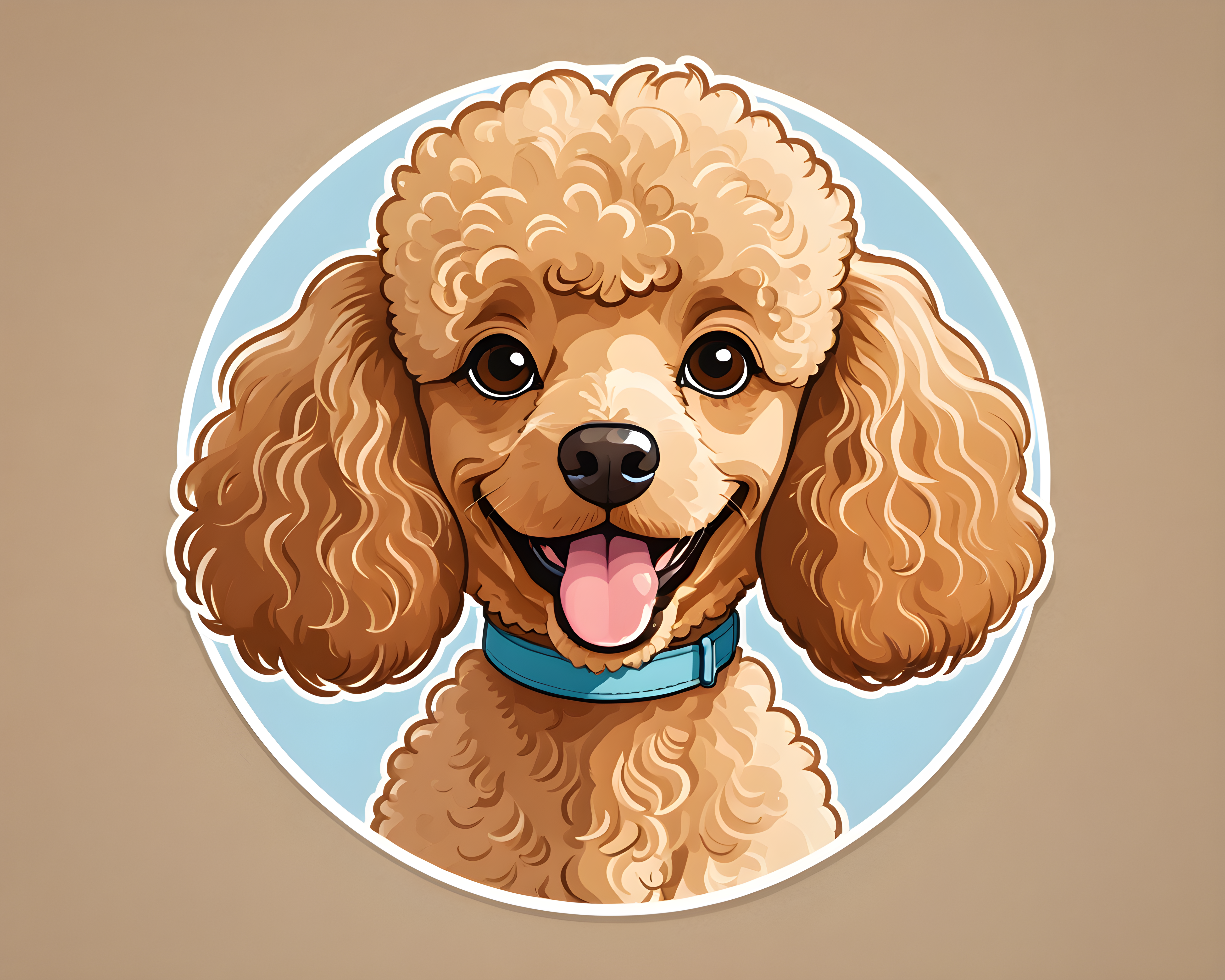 Flat Illustration Poodle — Cartoon / Kawaii (Happy)