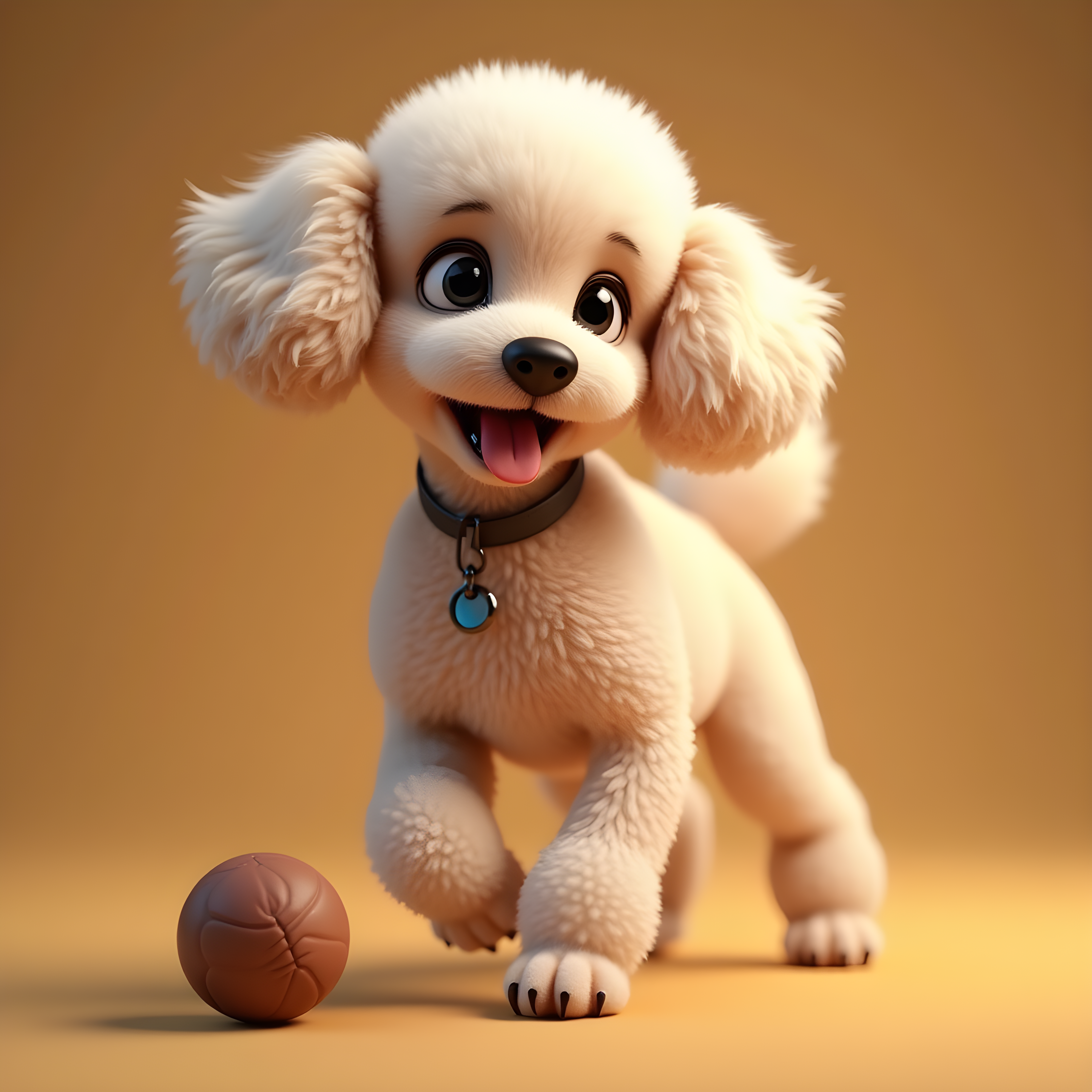 Flat Illustration Poodle — Hyper-Realistic (Playful)