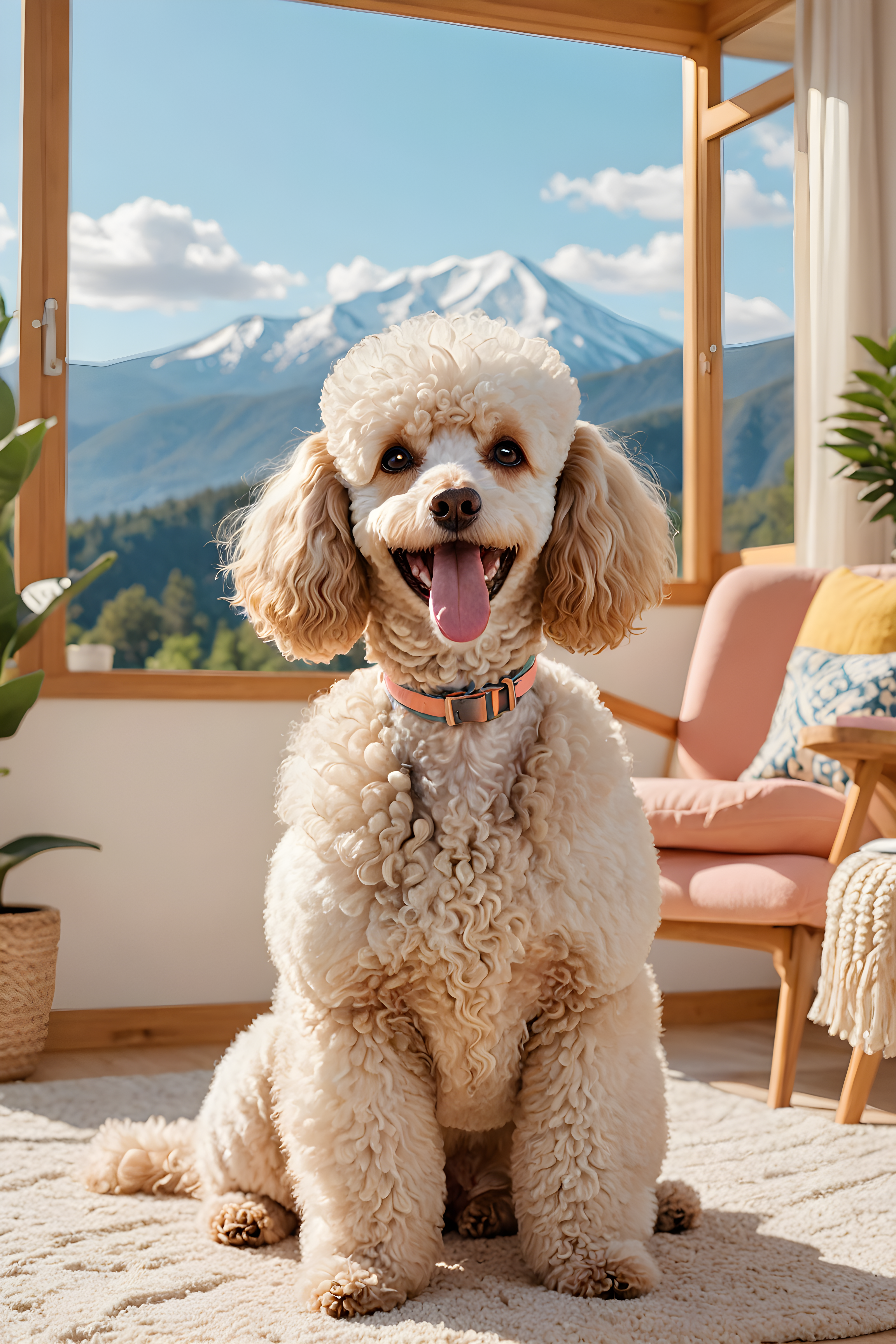 Flat Illustration Poodle — Modern Aesthetic (Happy)