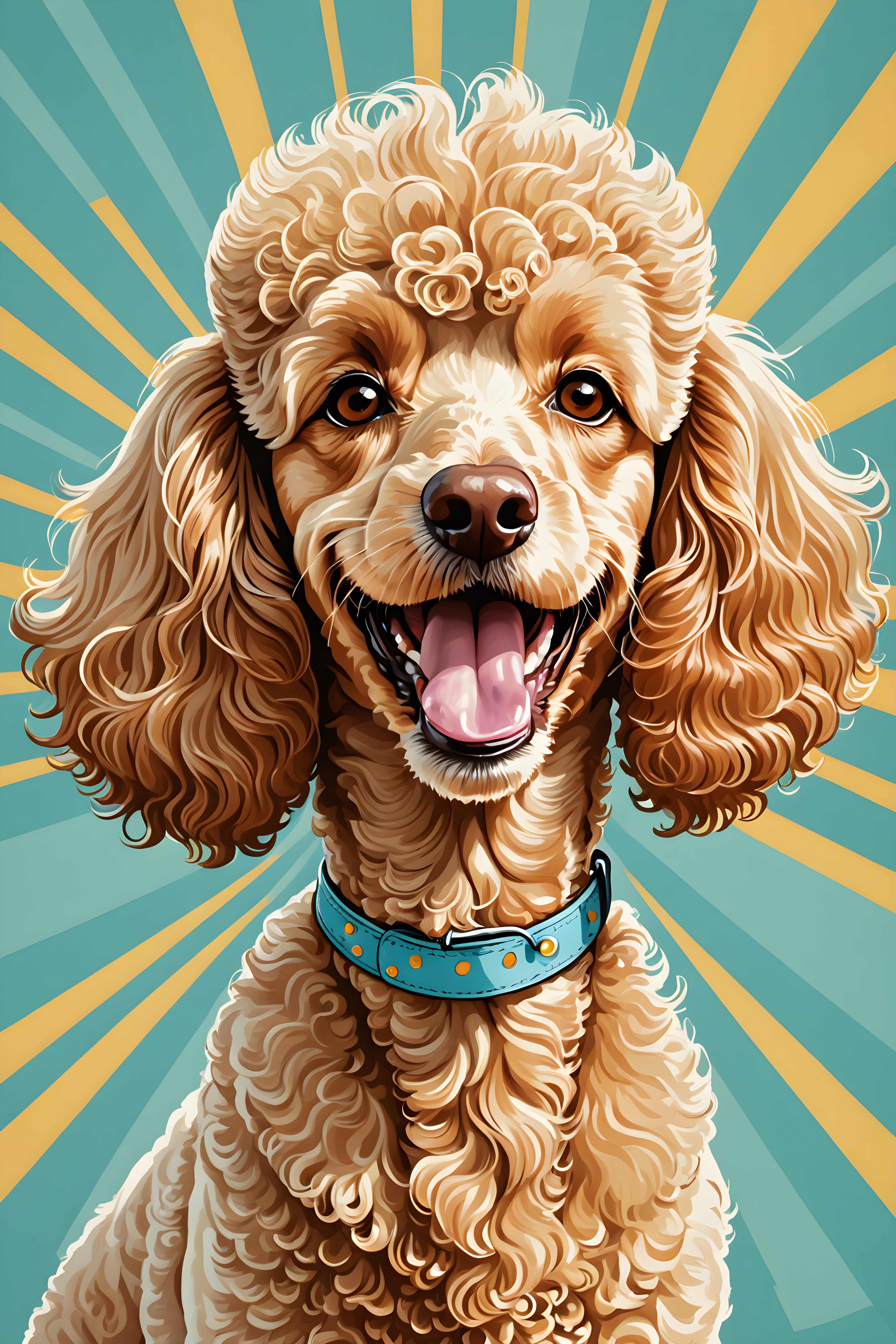 Flat Illustration Poodle — Retro (Happy)