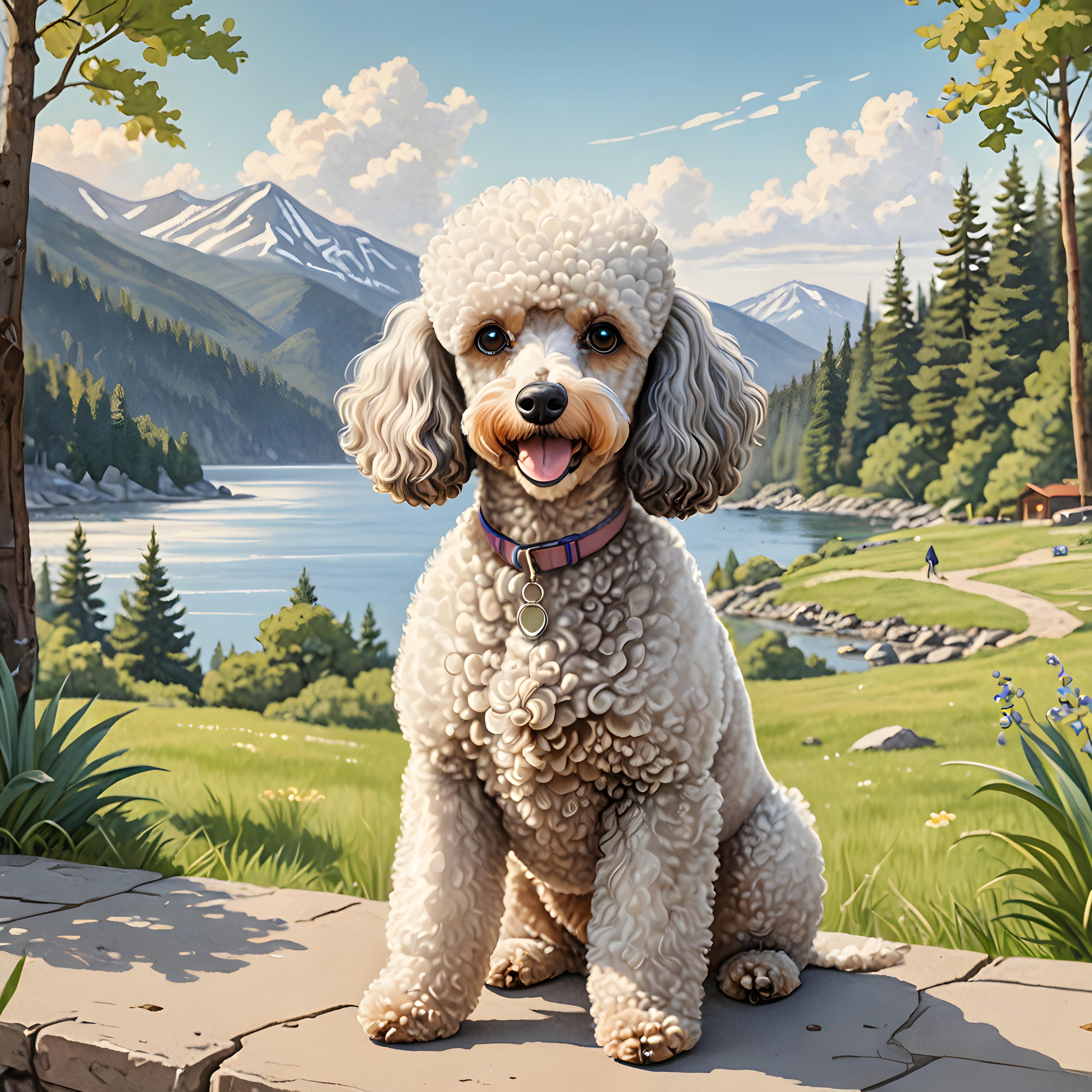 Flat Illustration Poodle — Pencil Sketch (Cute)