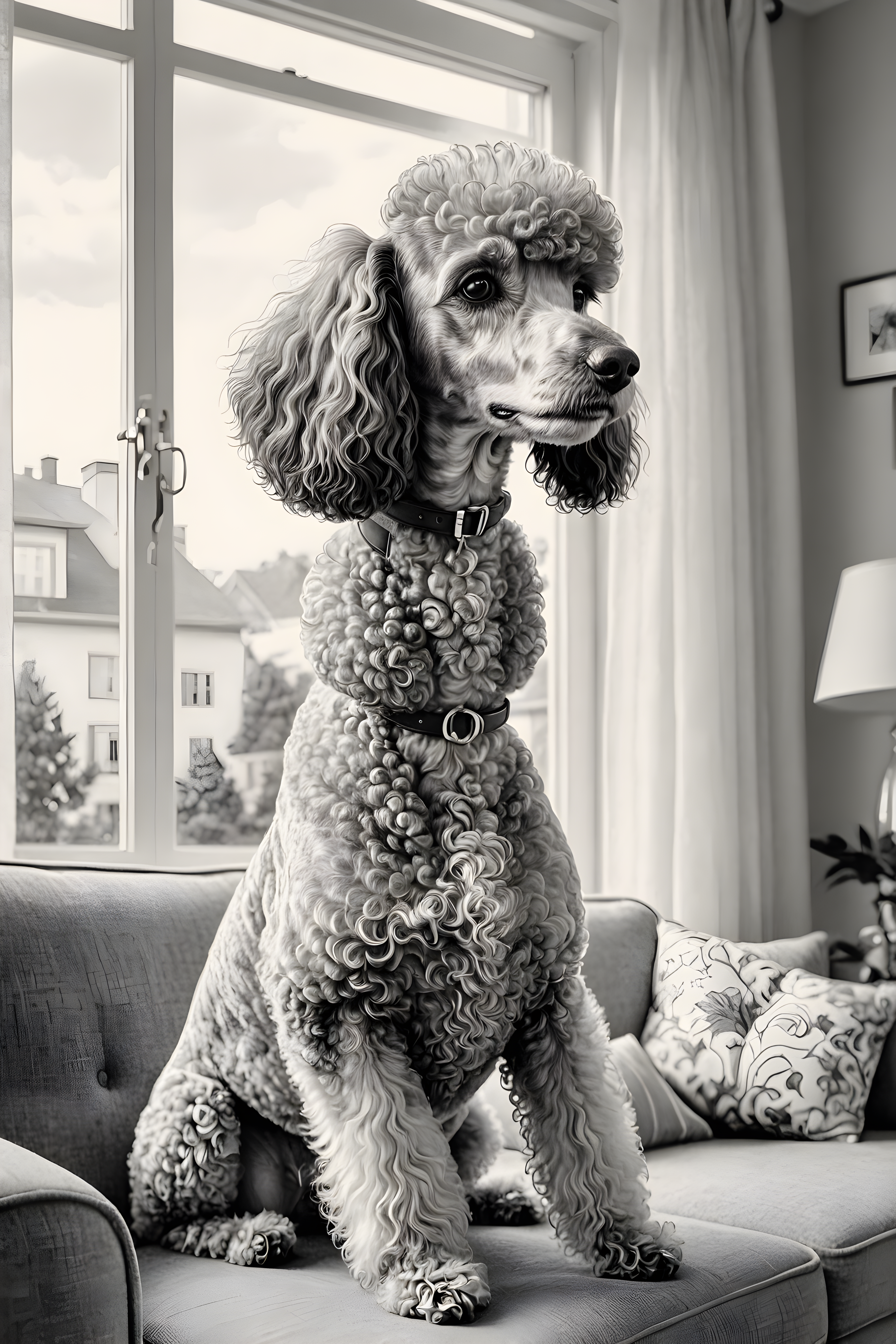 Flat Illustration Poodle — Pencil Sketch (Lifestyle)
