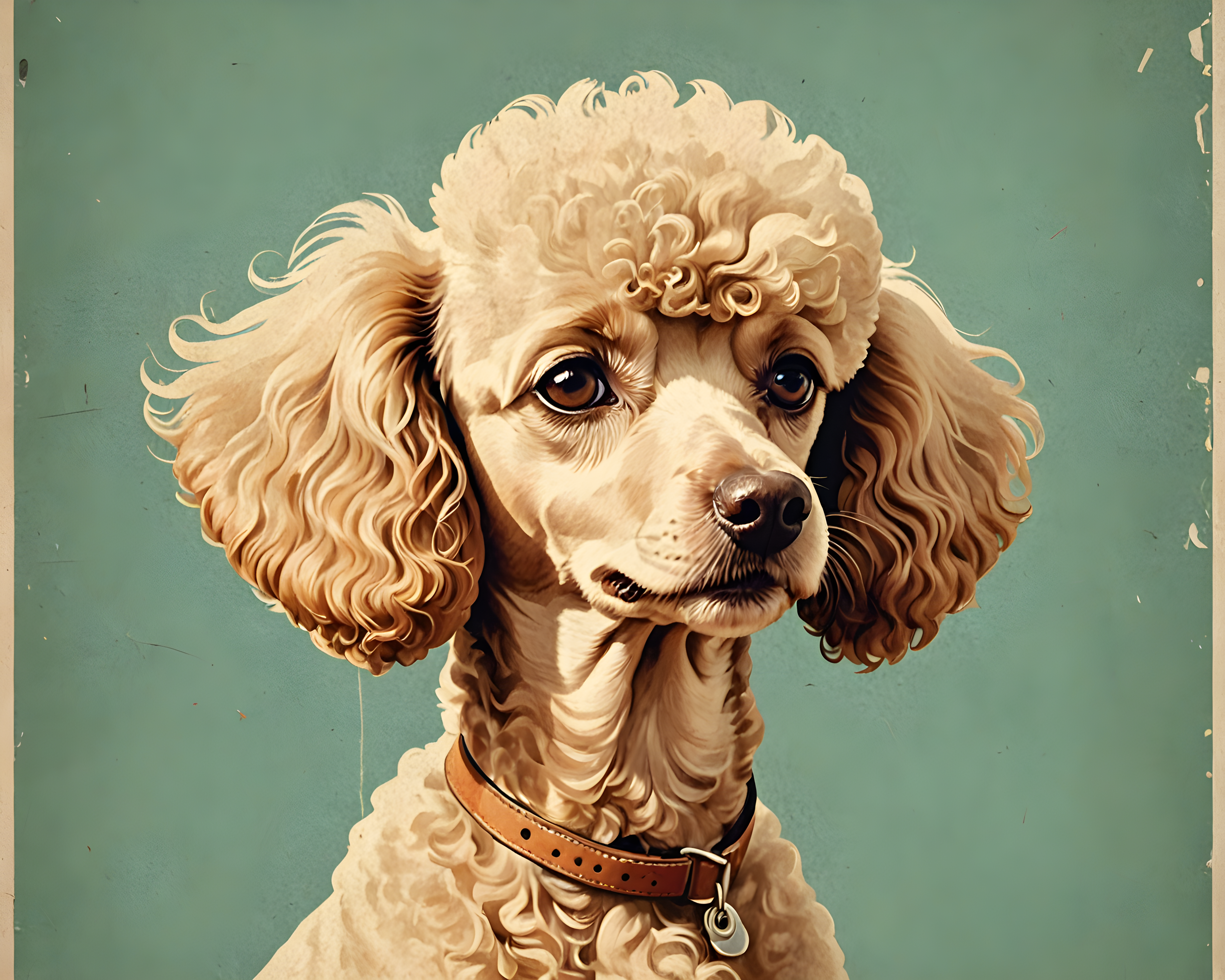 Flat Illustration Poodle — Vintage Poster (Aesthetic)