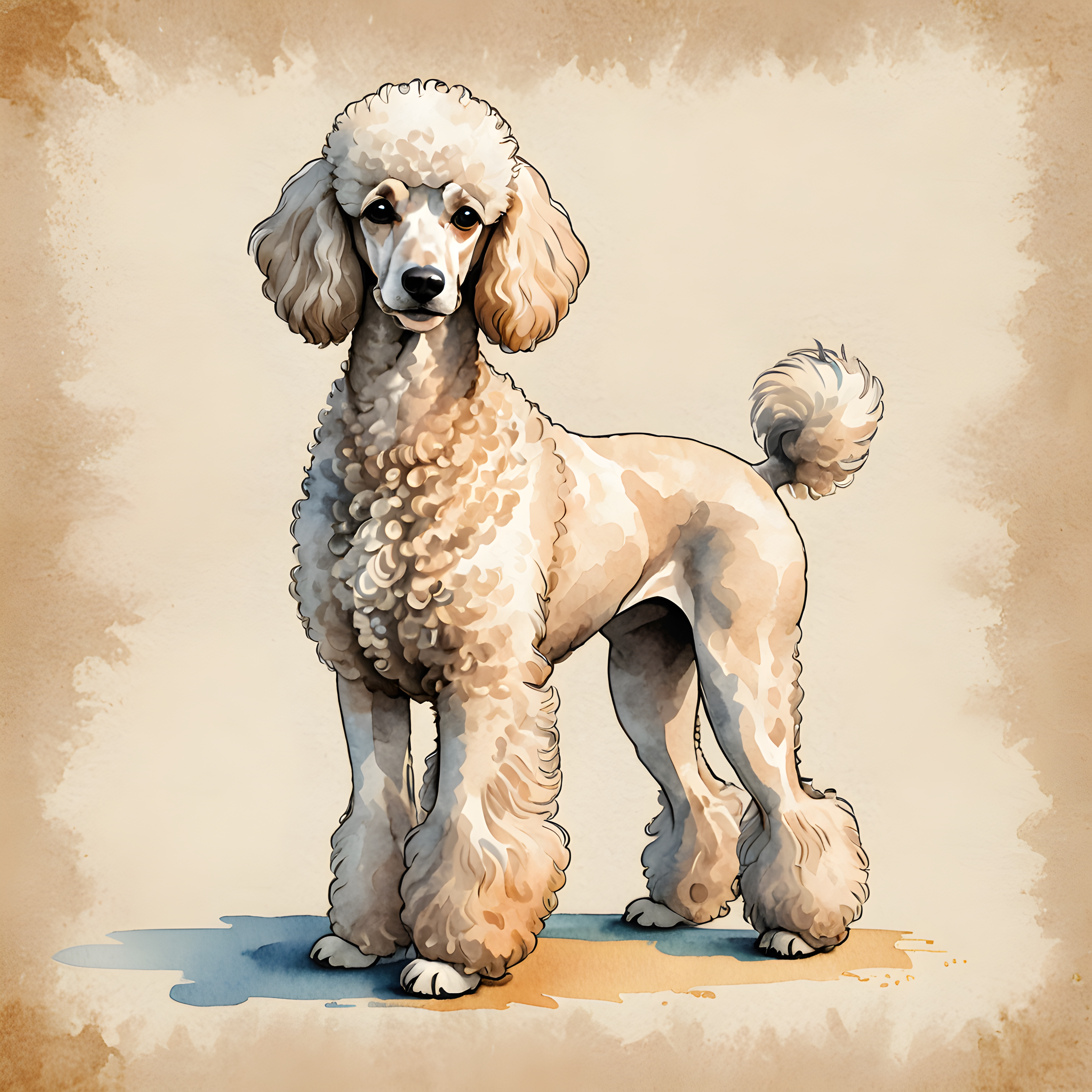 Flat Illustration Poodle — Watercolor (Emotional)