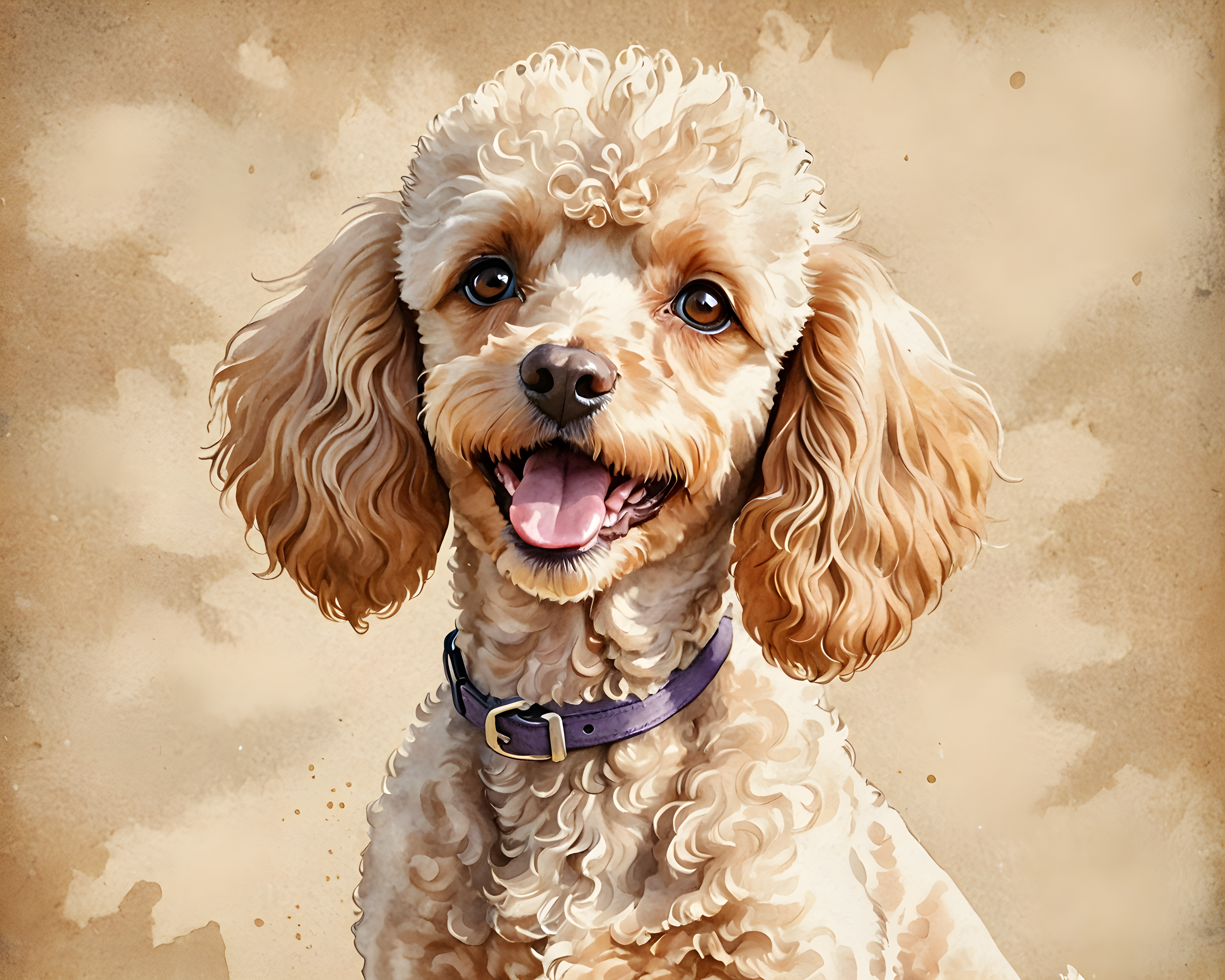 Flat Illustration Poodle — Watercolor (Happy)
