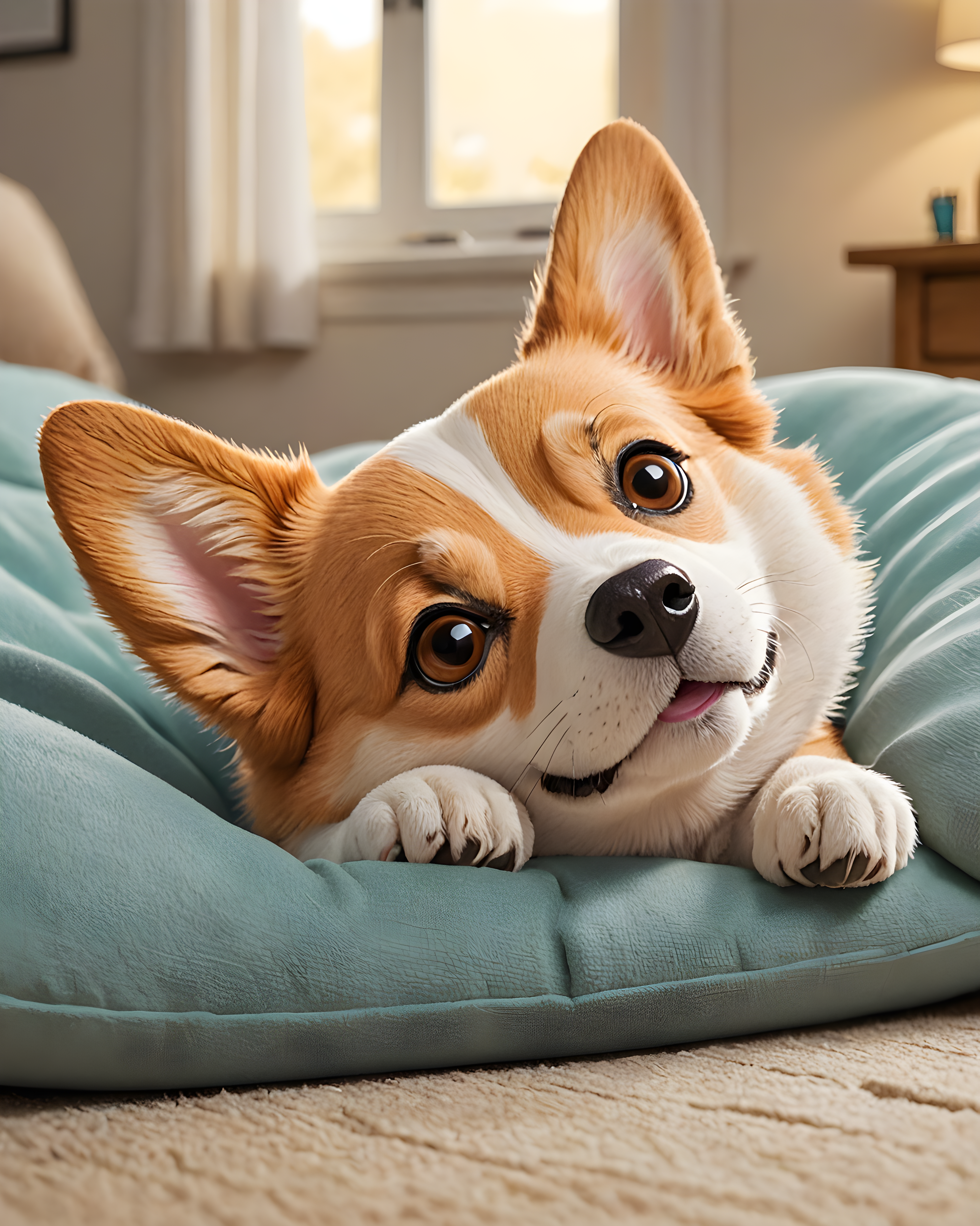 Pixar Style Corgi — Funny (Sleepy) — Wall Art (Printable) — Portrait 4×5