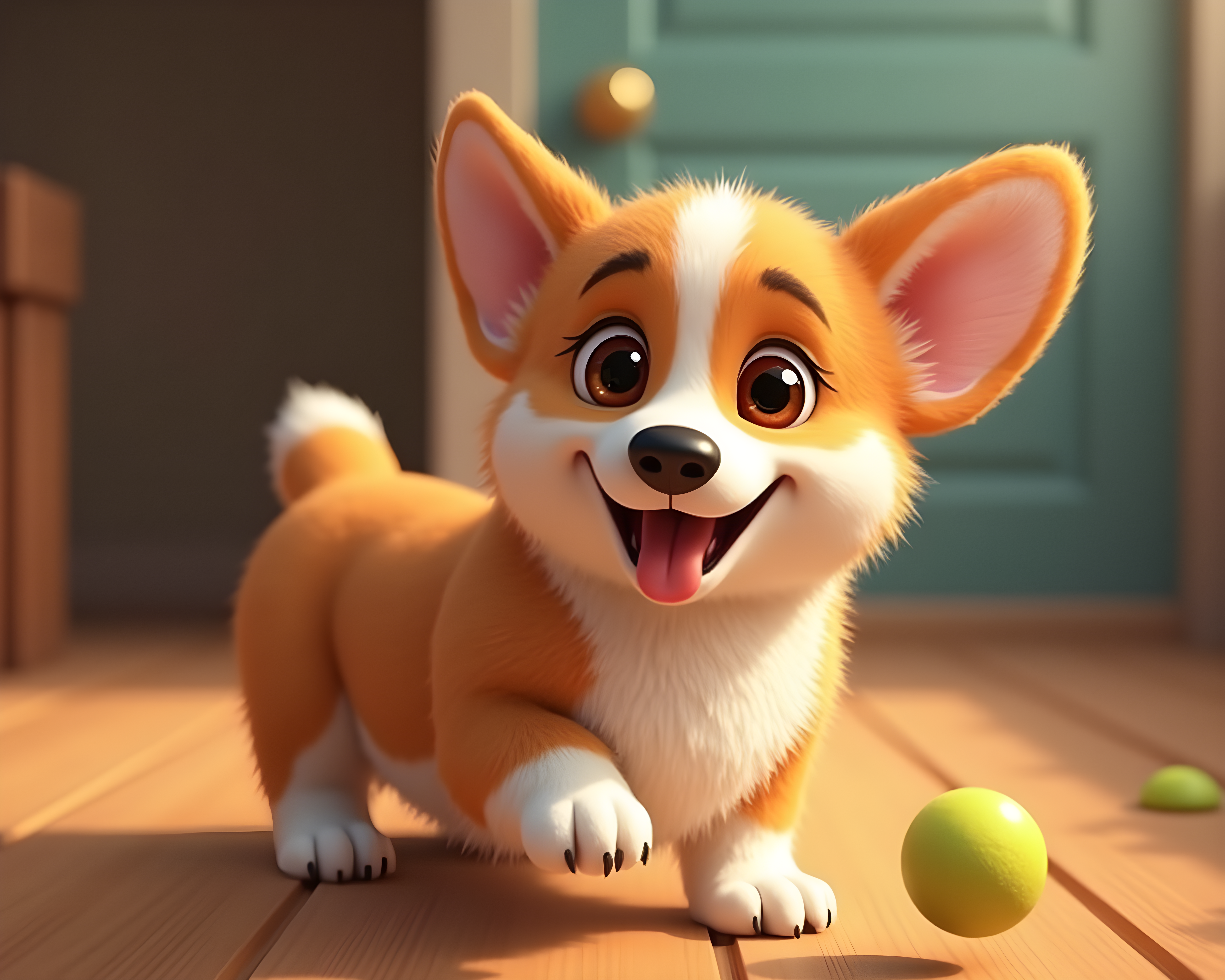 Pixar Style Corgi — Hyper-Realistic (Playful)