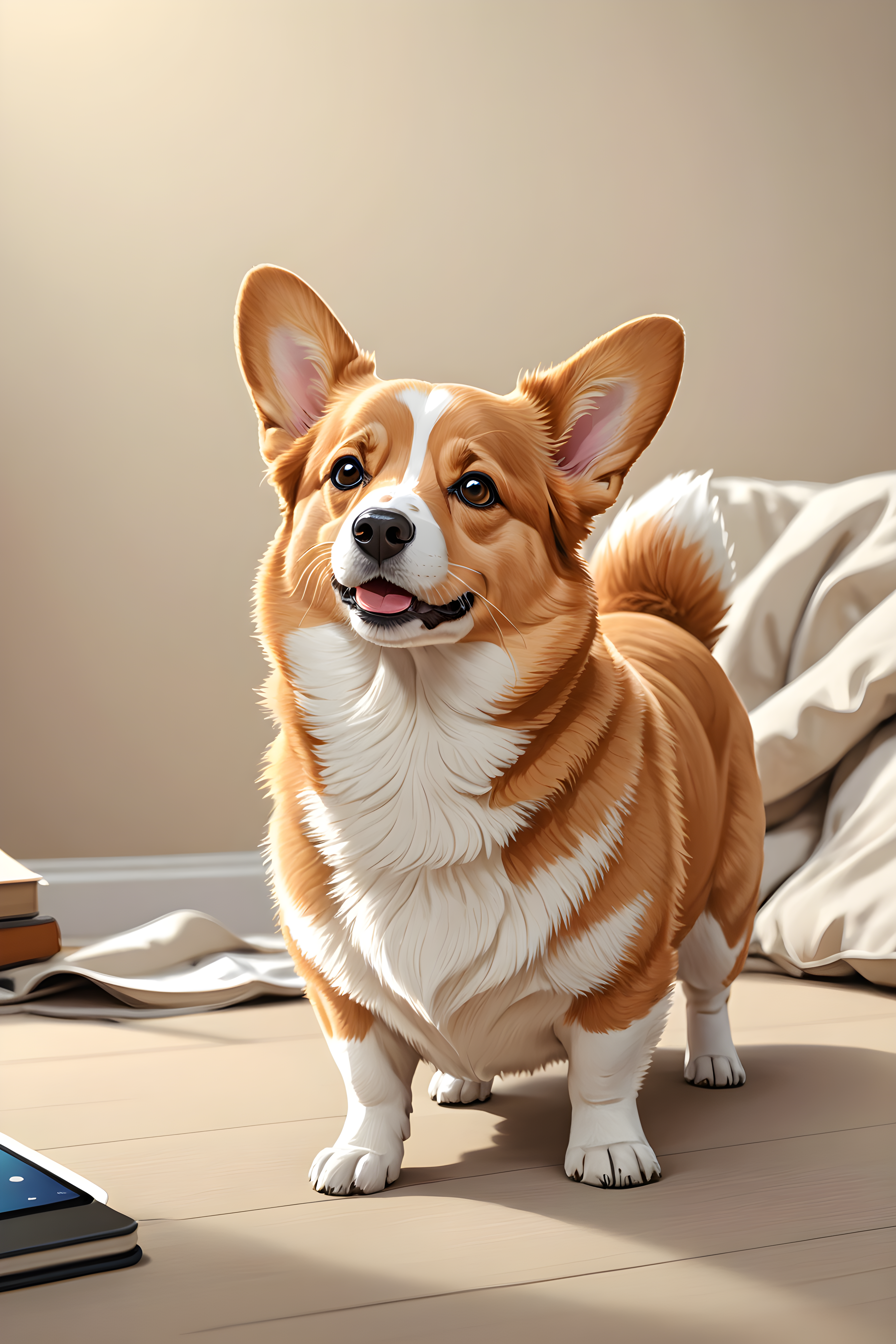 Pixar Style Corgi — Line Art (Sleepy)