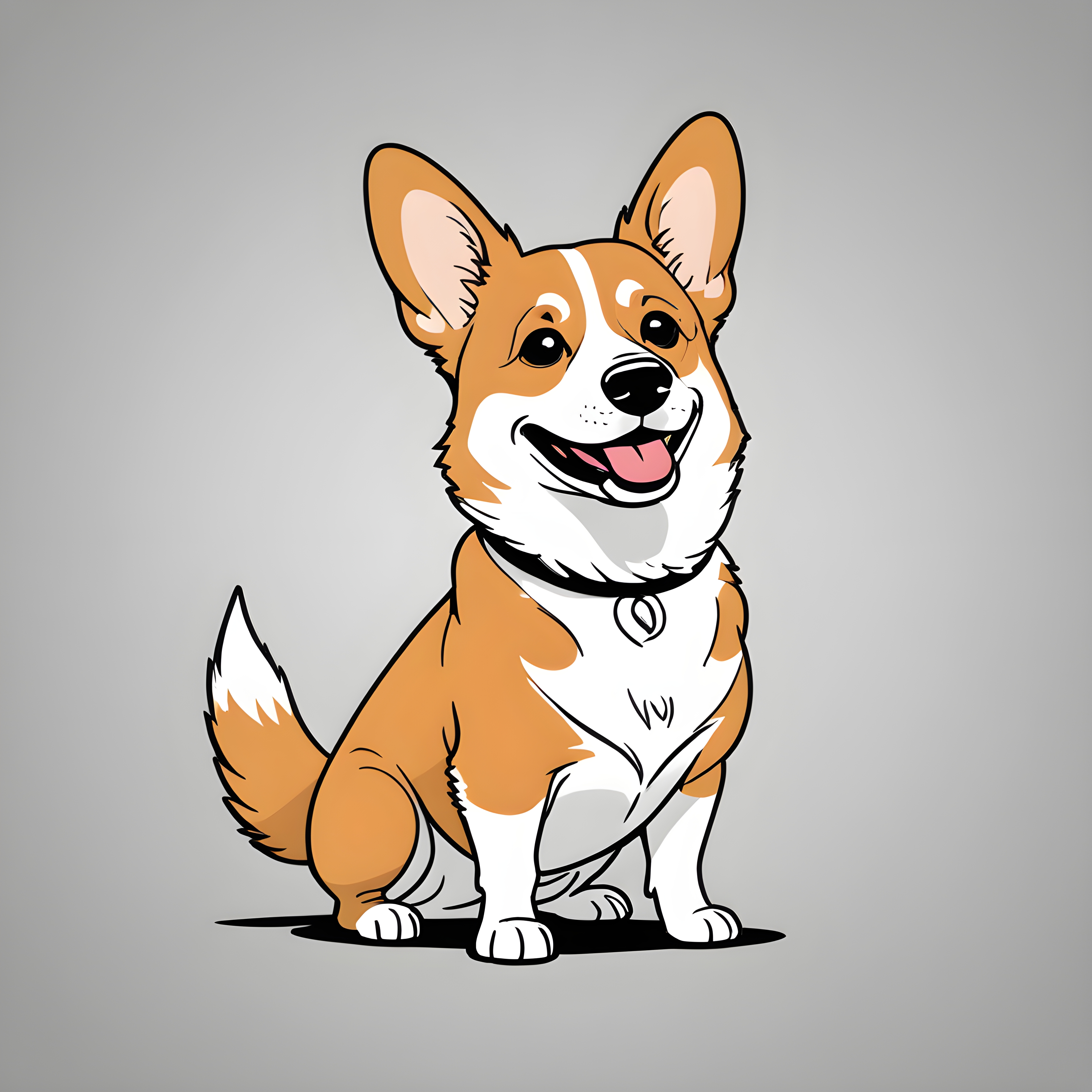 Pixar Style Corgi — Minimalist Line Art (Funny)
