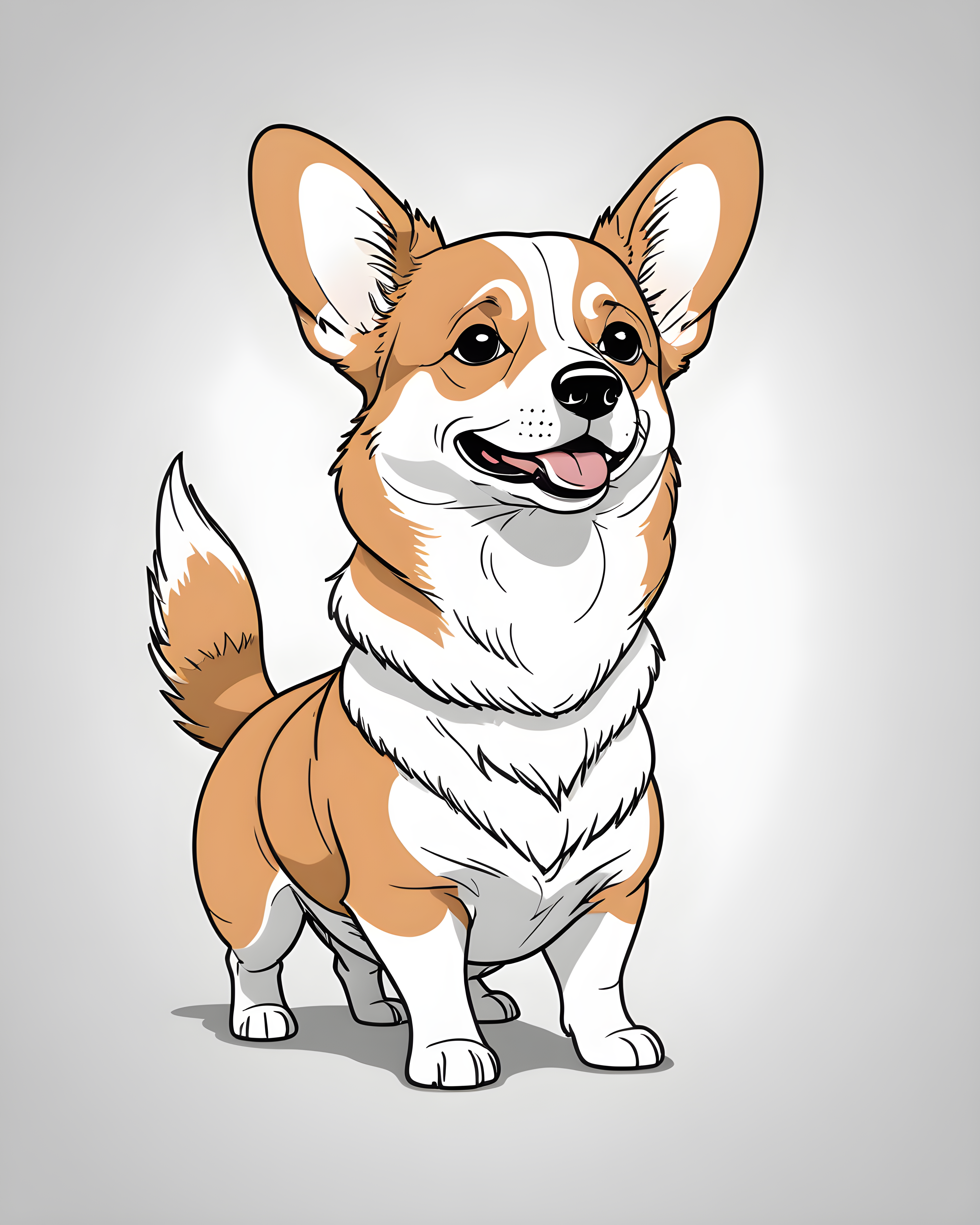 Pixar Style Corgi — Minimalist Line Art (Playful) — Wall Art (Printable) — Portrait 4×5