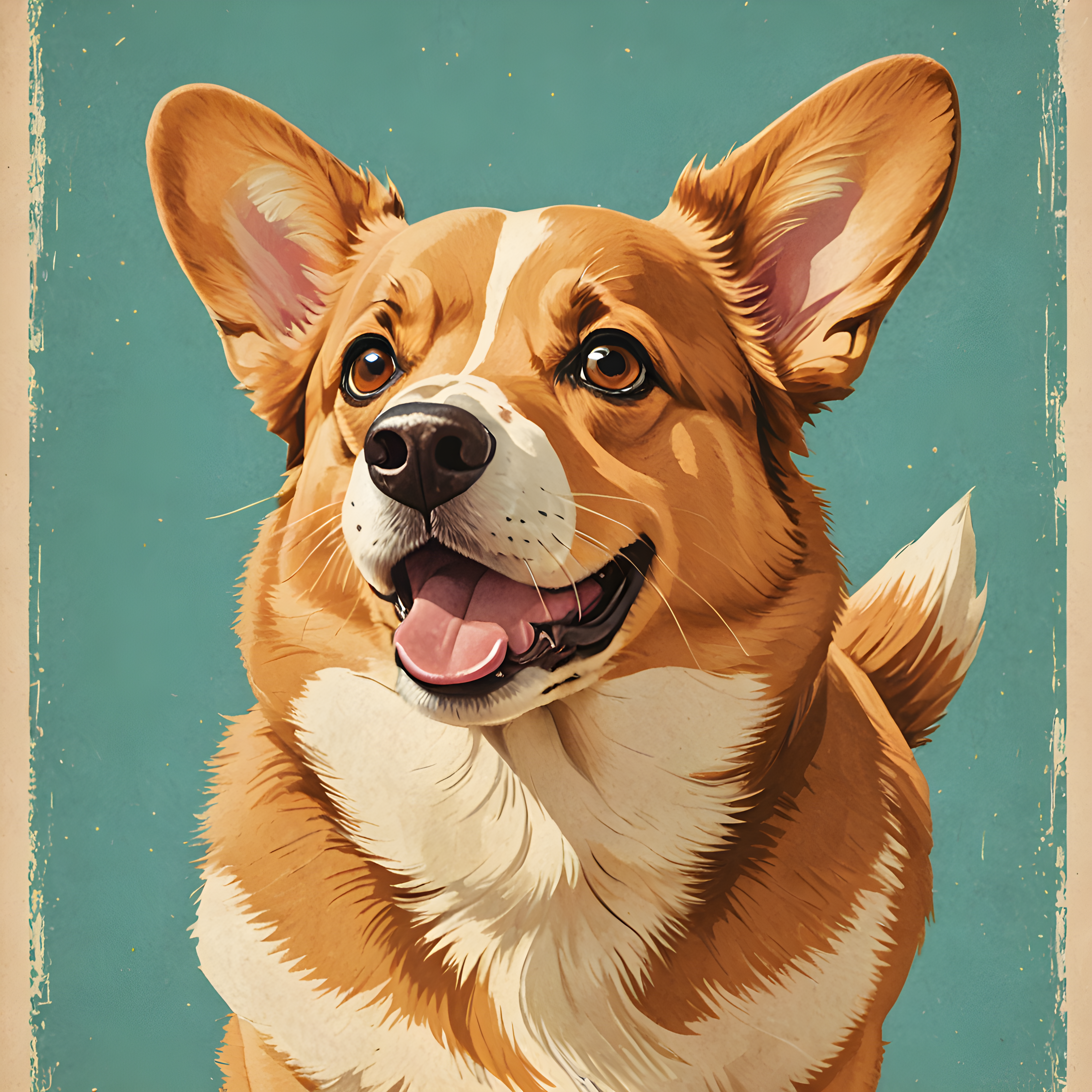 Pixar Style Corgi — Vintage Poster (Energetic)