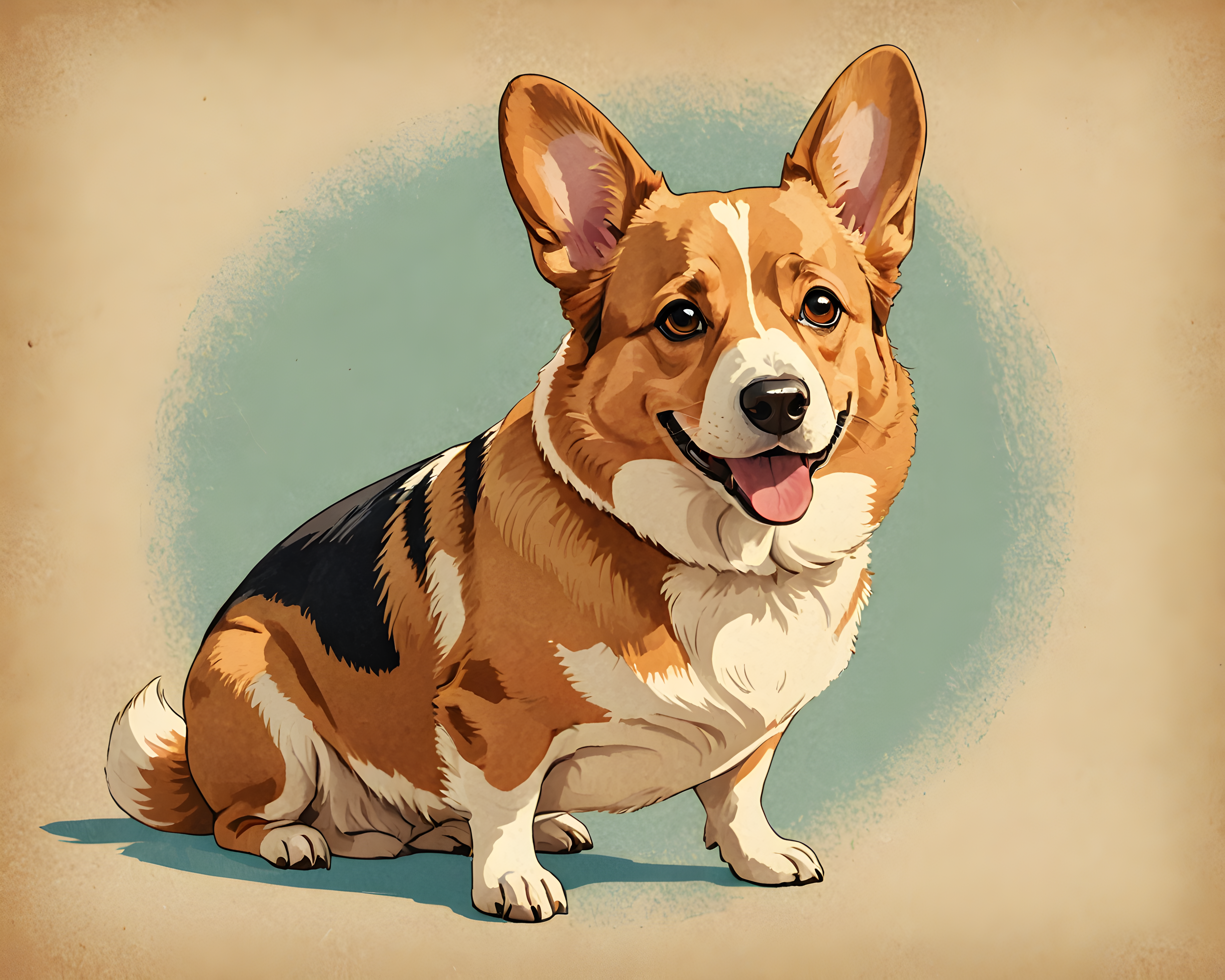 Pixar Style Corgi — Vintage Poster (Energetic)