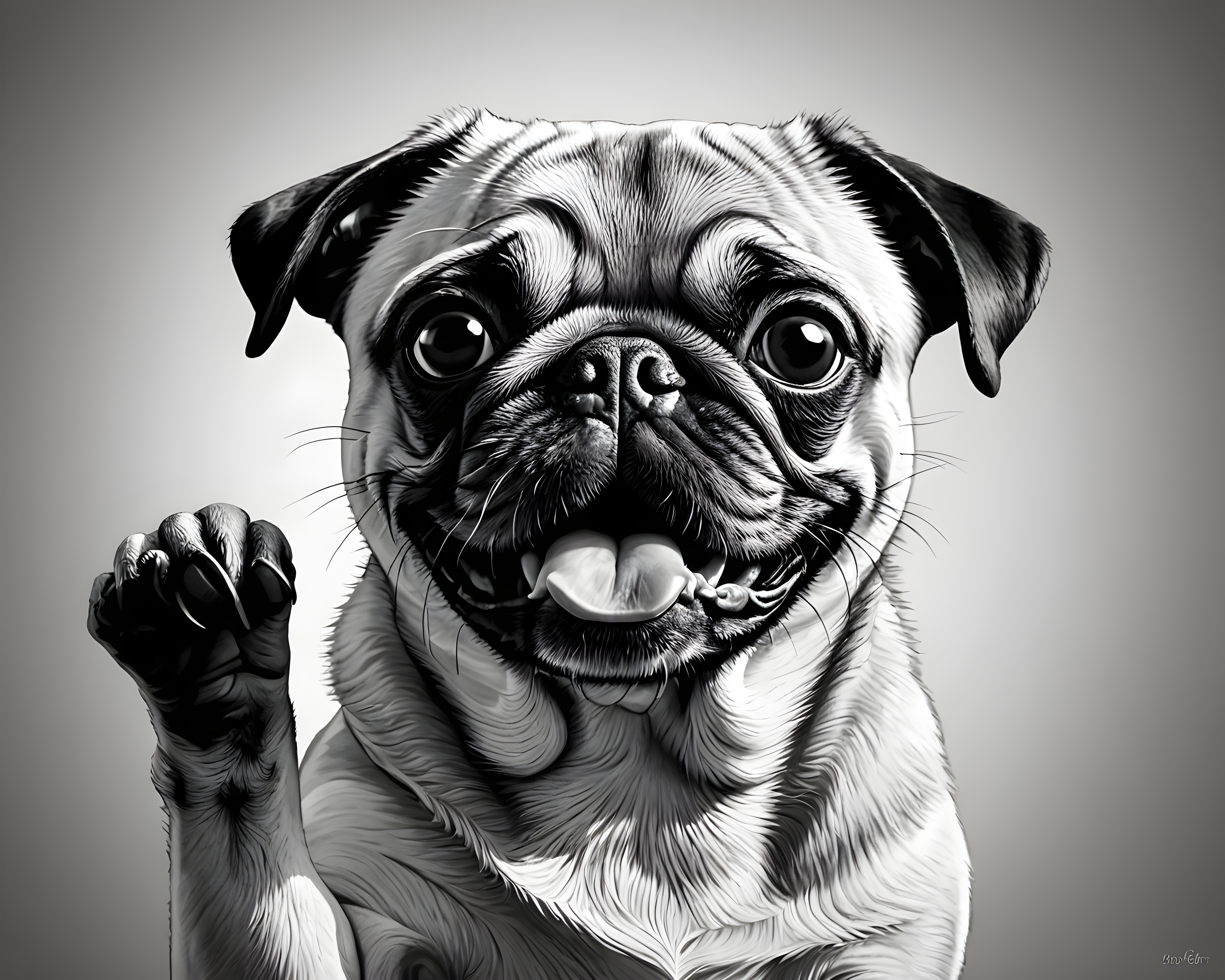 Pop Art Pug — Black & White (Happy)