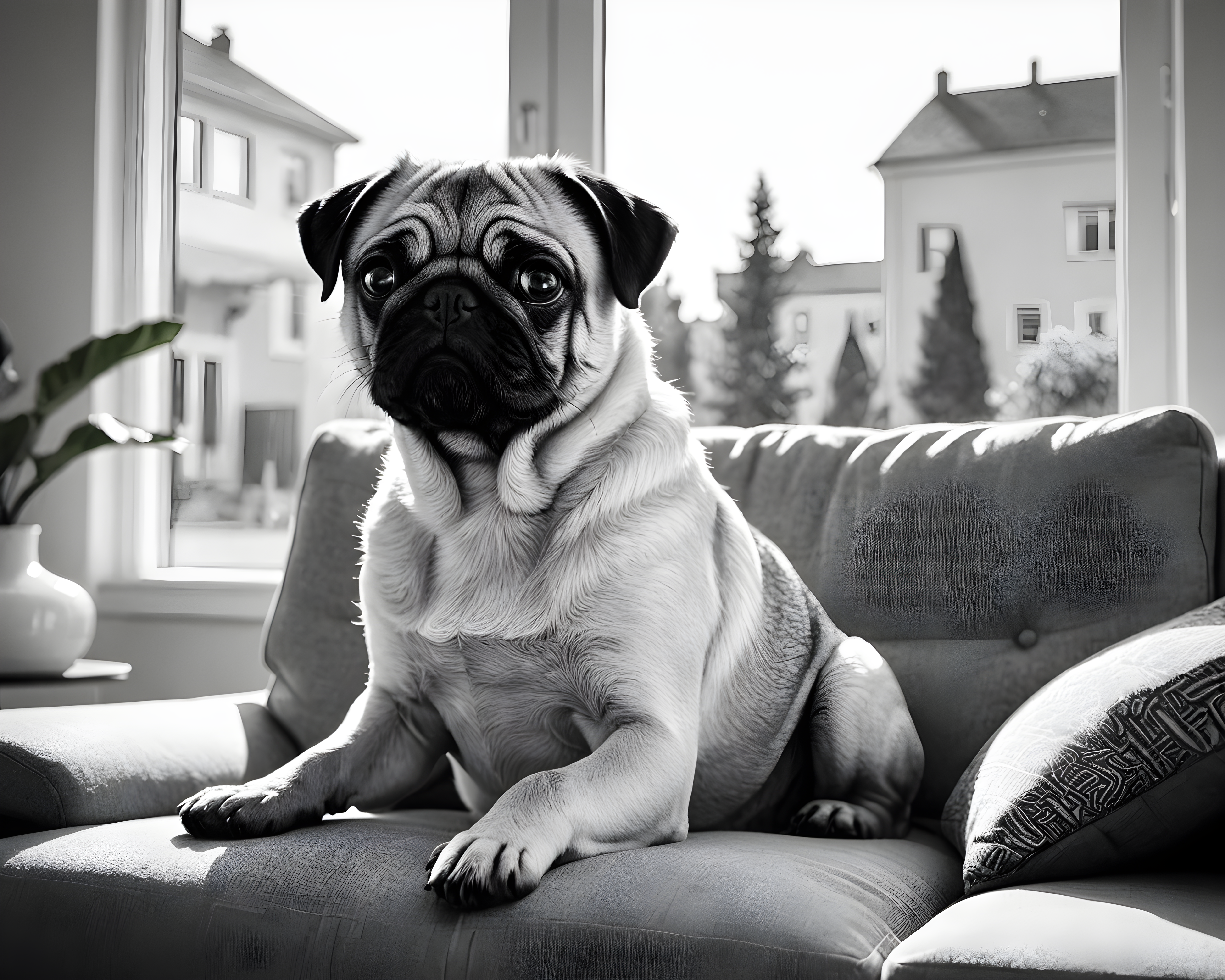 Pop Art Pug — Black & White (Lifestyle)