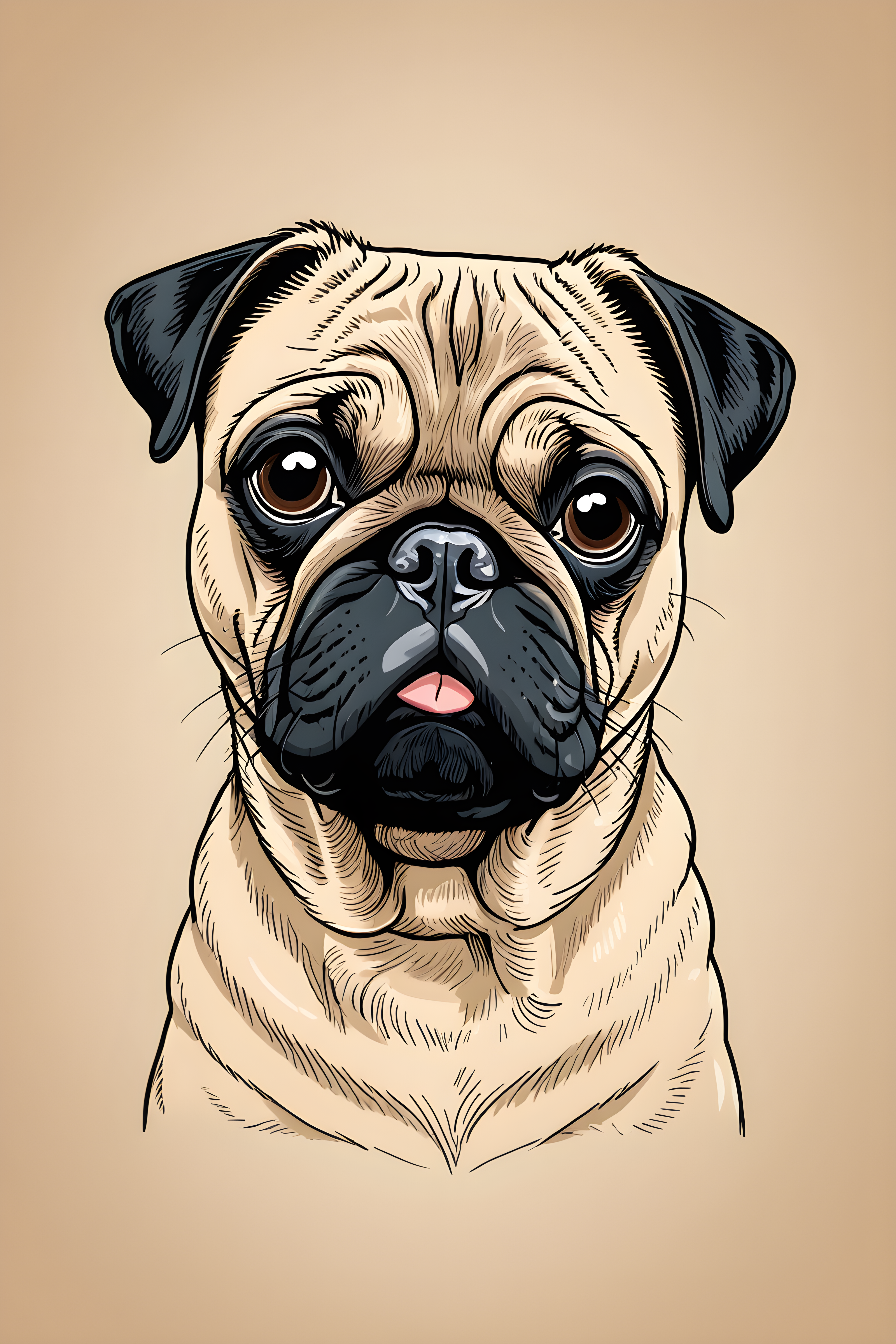 Pop Art Pug — Line Art (Romantic)