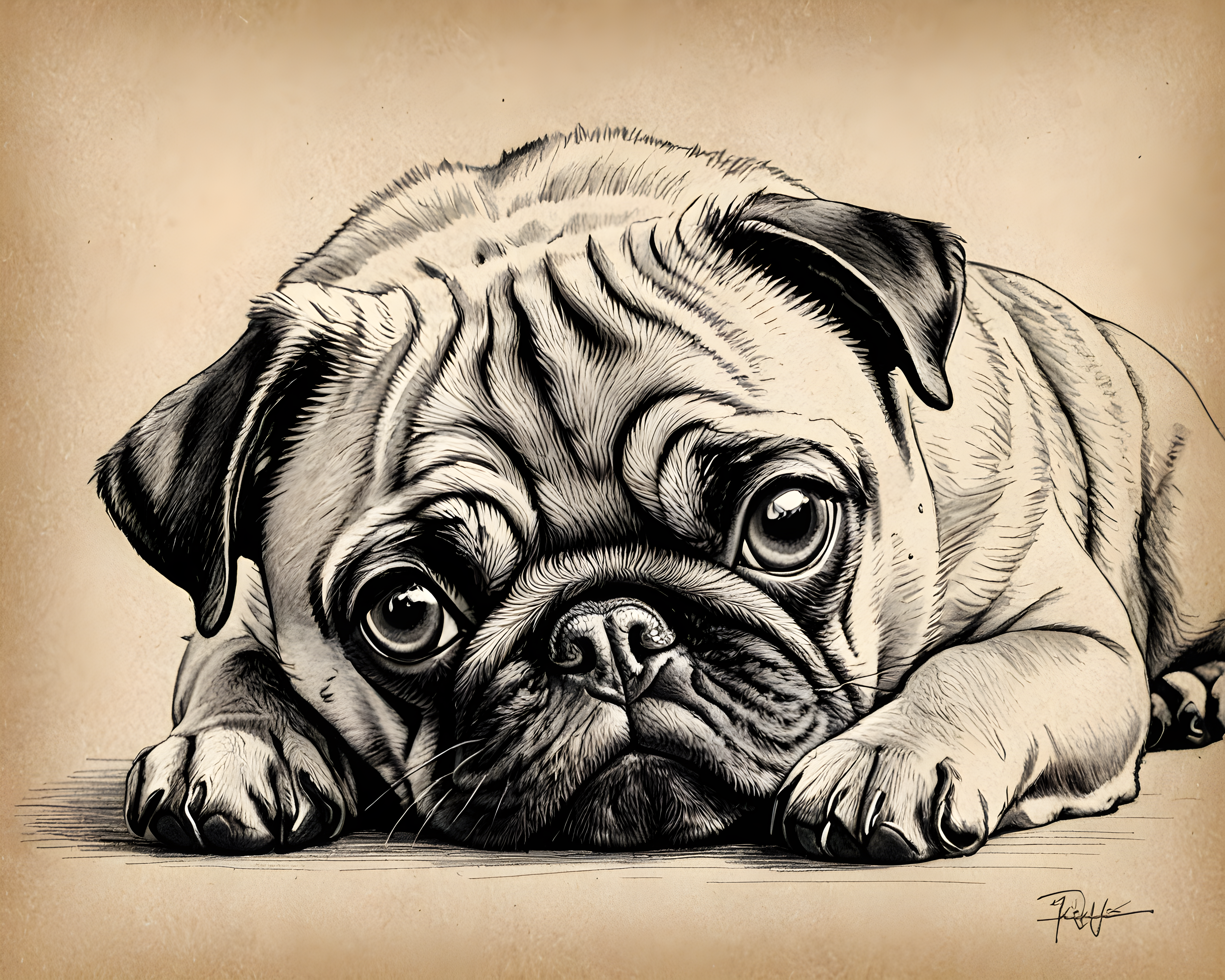 Pop Art Pug — Pencil Sketch (Emotional)