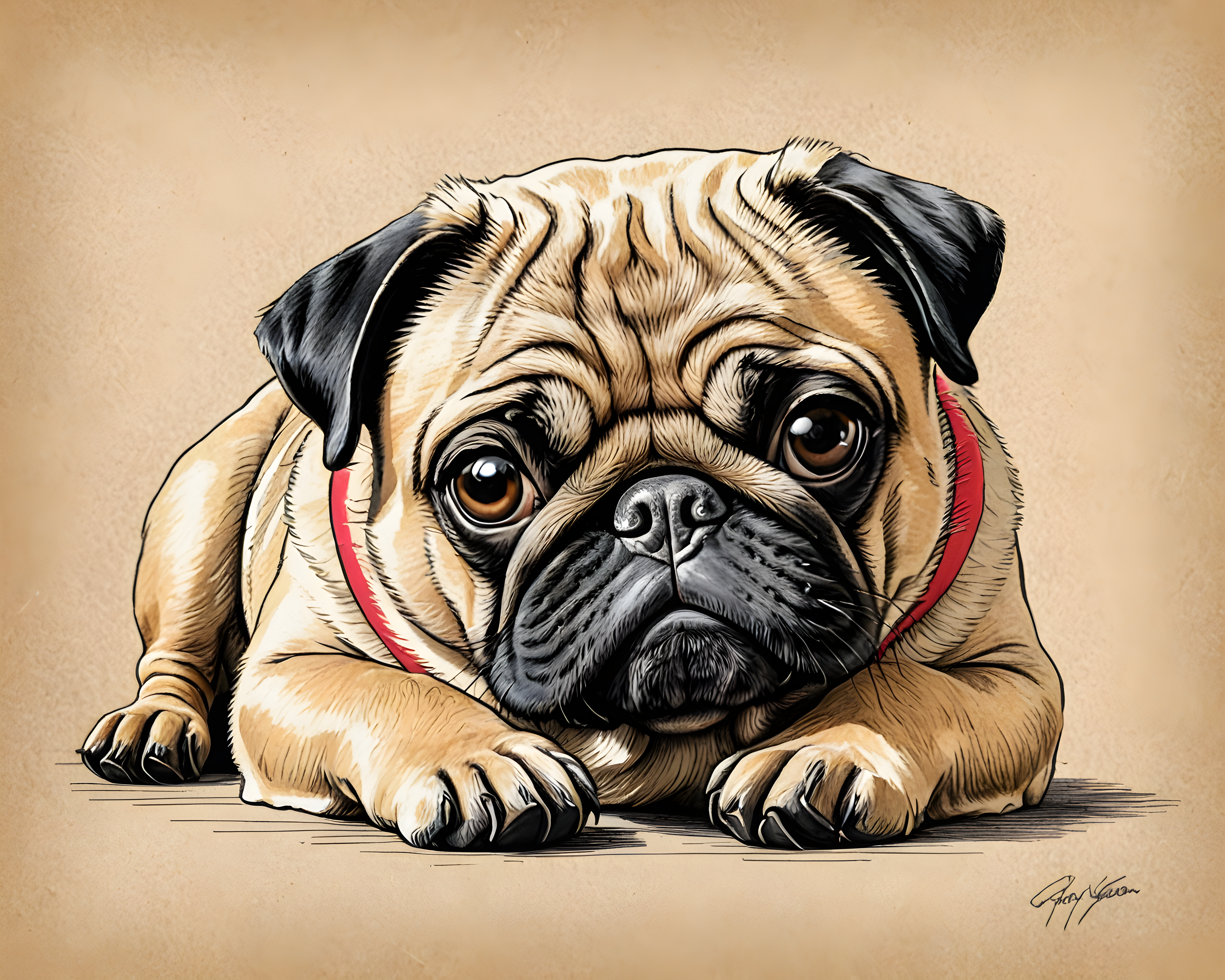 Pop Art Pug — Pencil Sketch (Energetic)