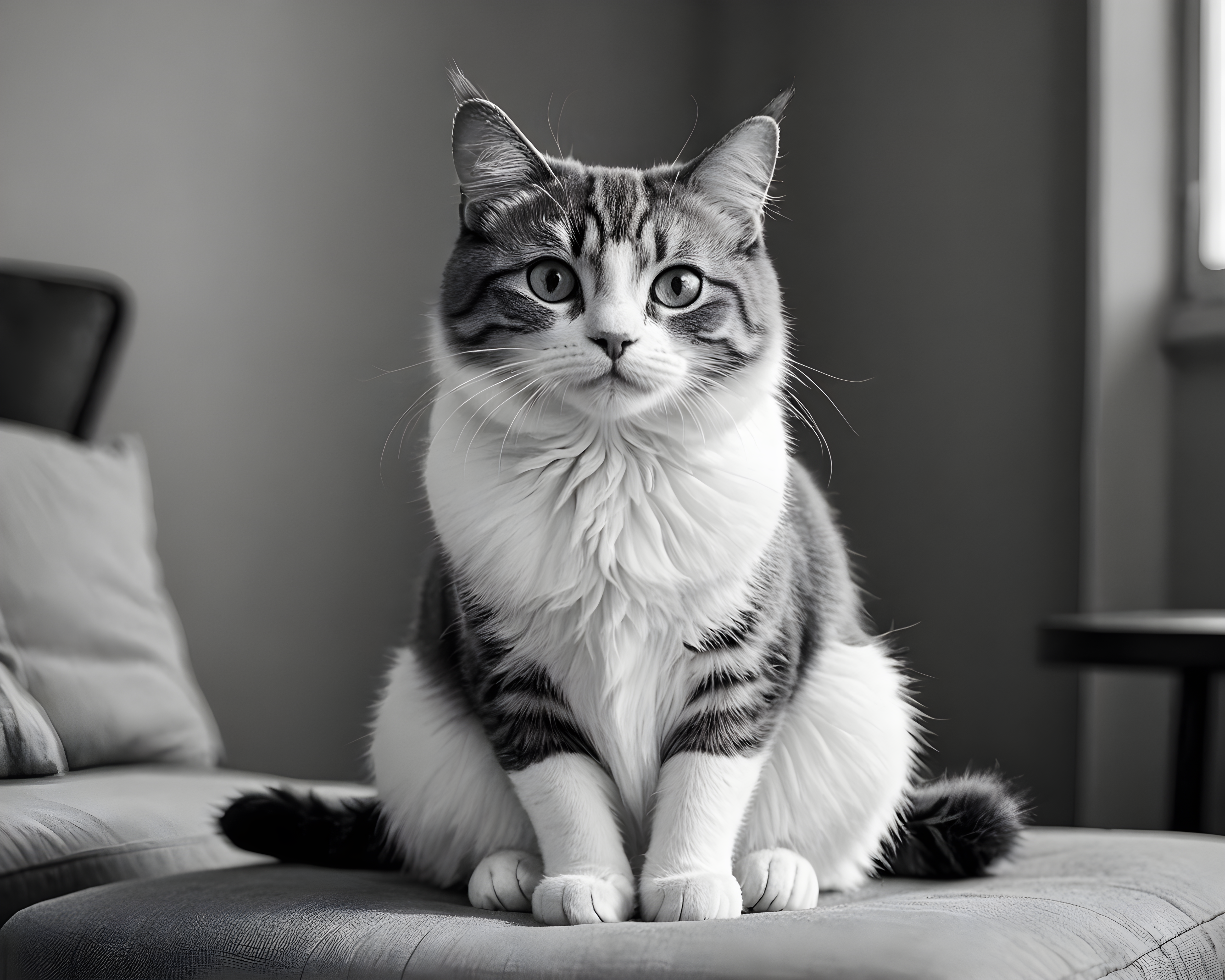 Studio Ghibli Cat — Black & White (Romantic)