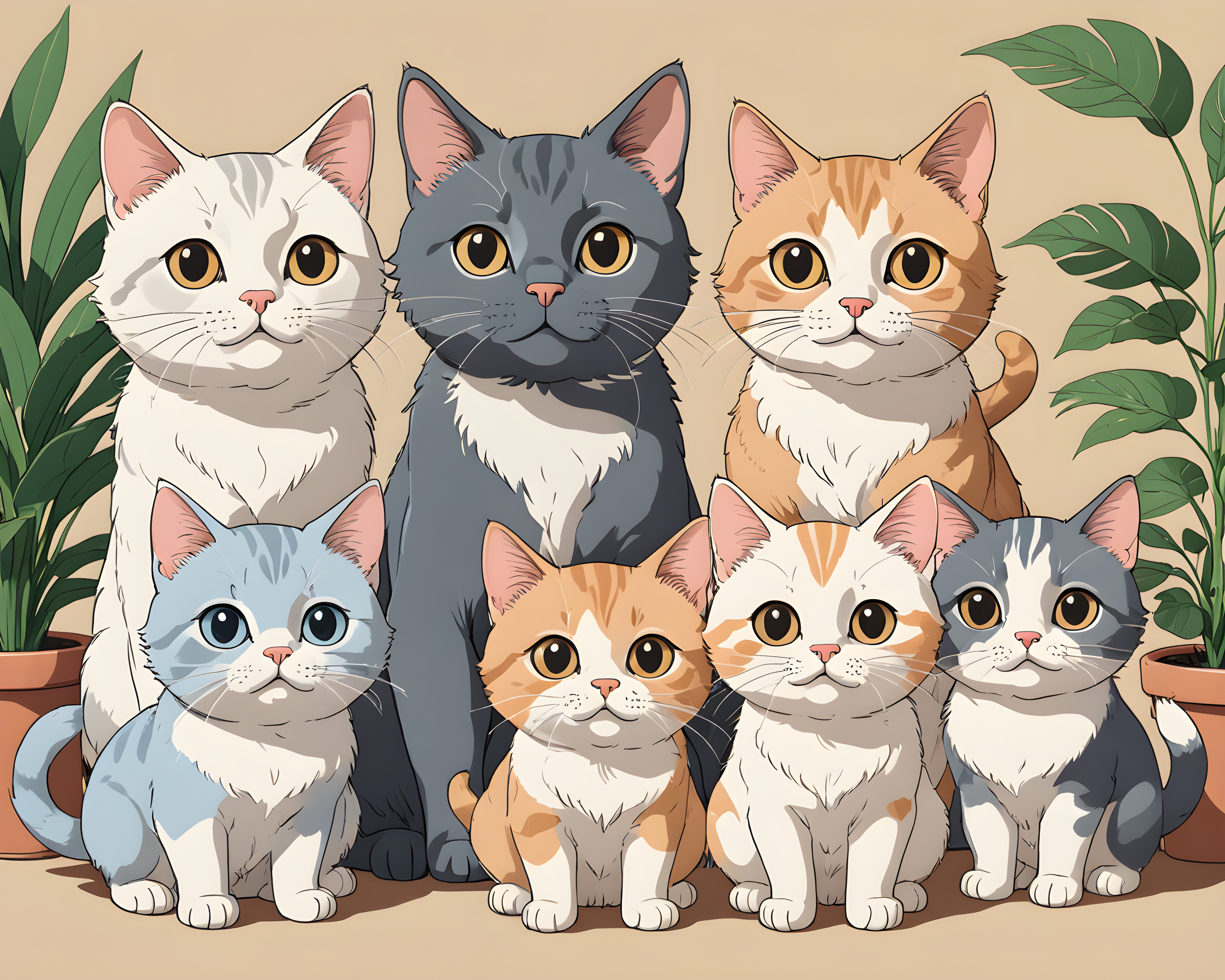 Studio Ghibli Cat — Line Art (Cute)