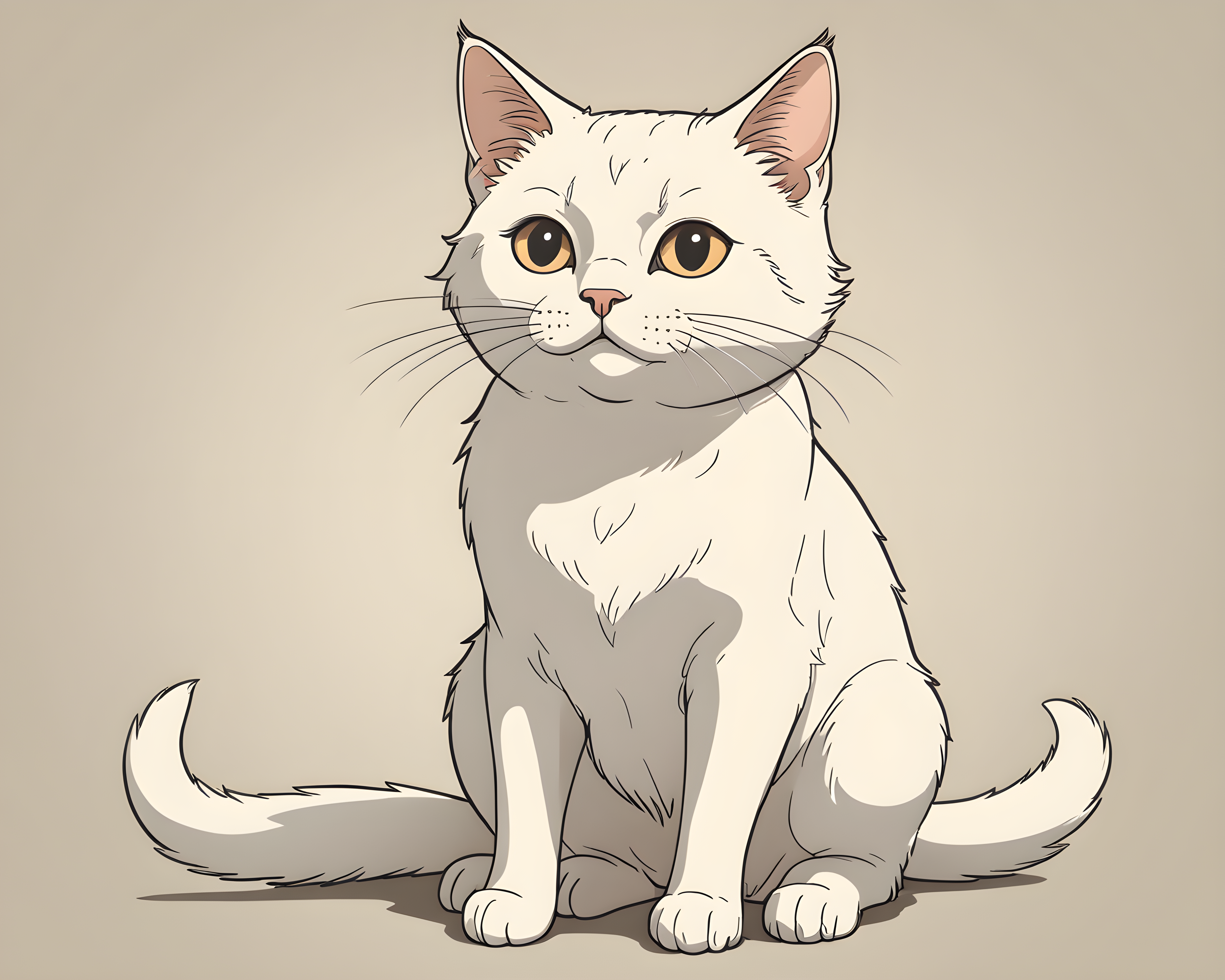 Studio Ghibli Cat — Line Art (Motivational)