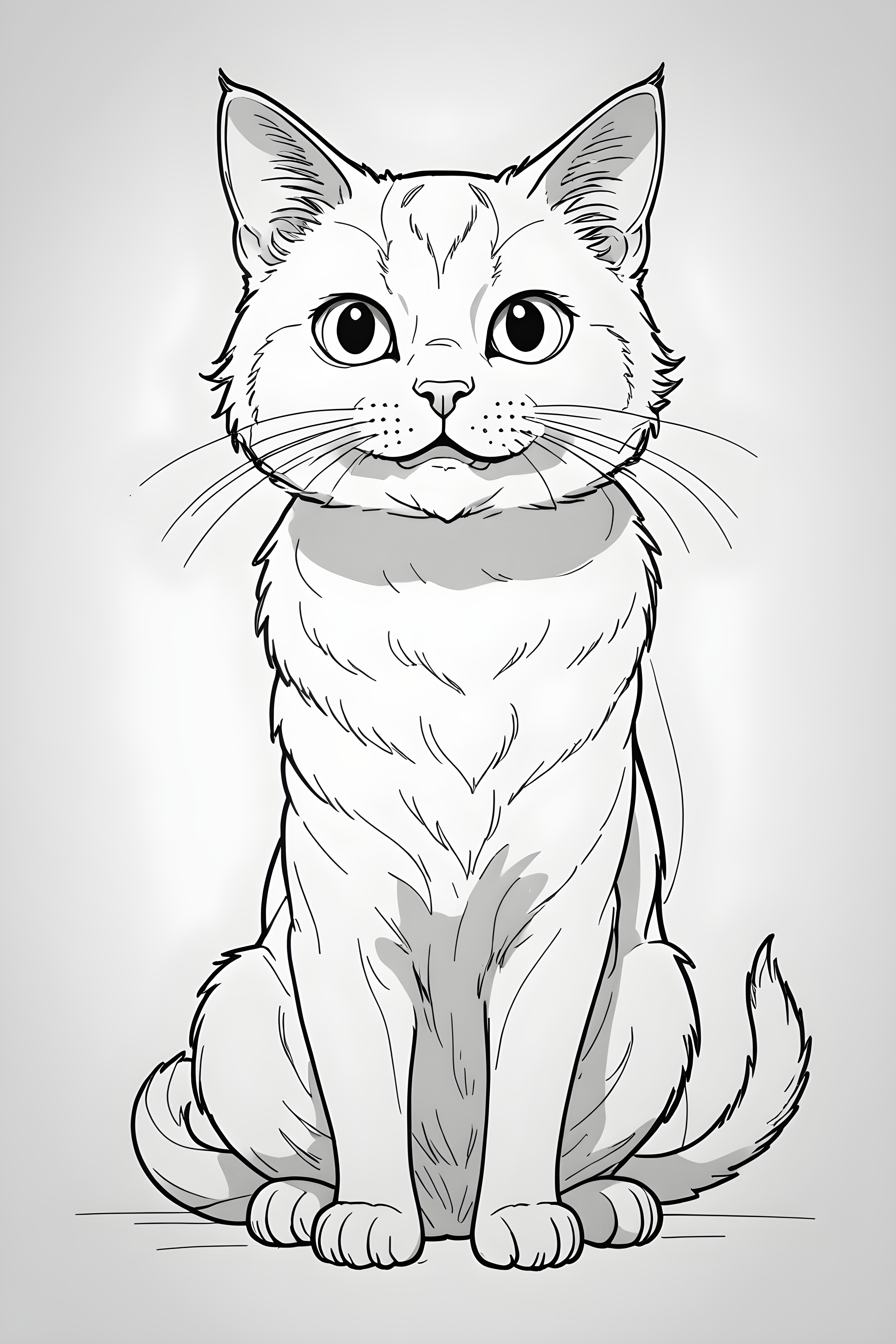 Studio Ghibli Cat — Minimalist Line Art (Happy)
