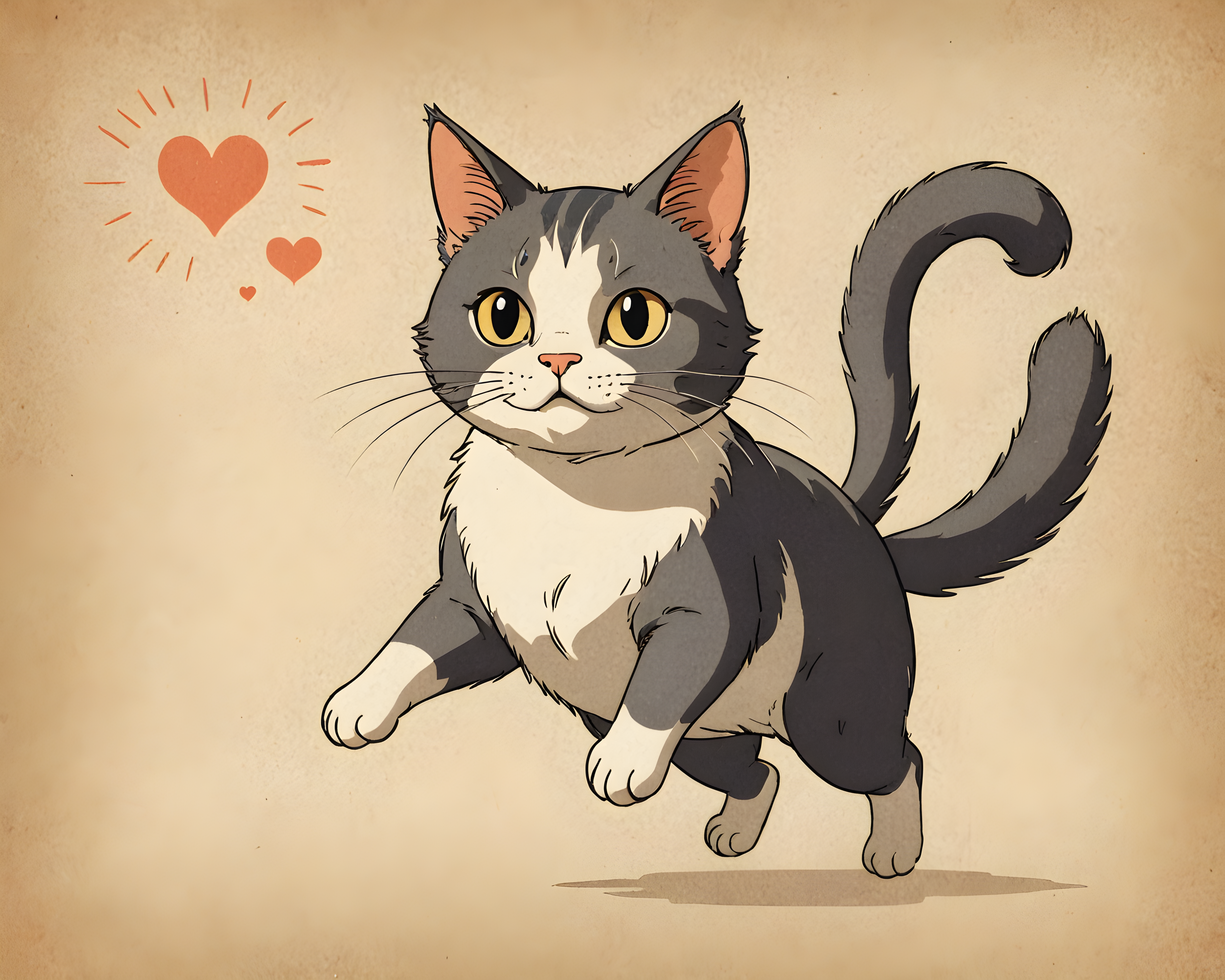 Studio Ghibli Cat — Vintage Poster (Romantic)