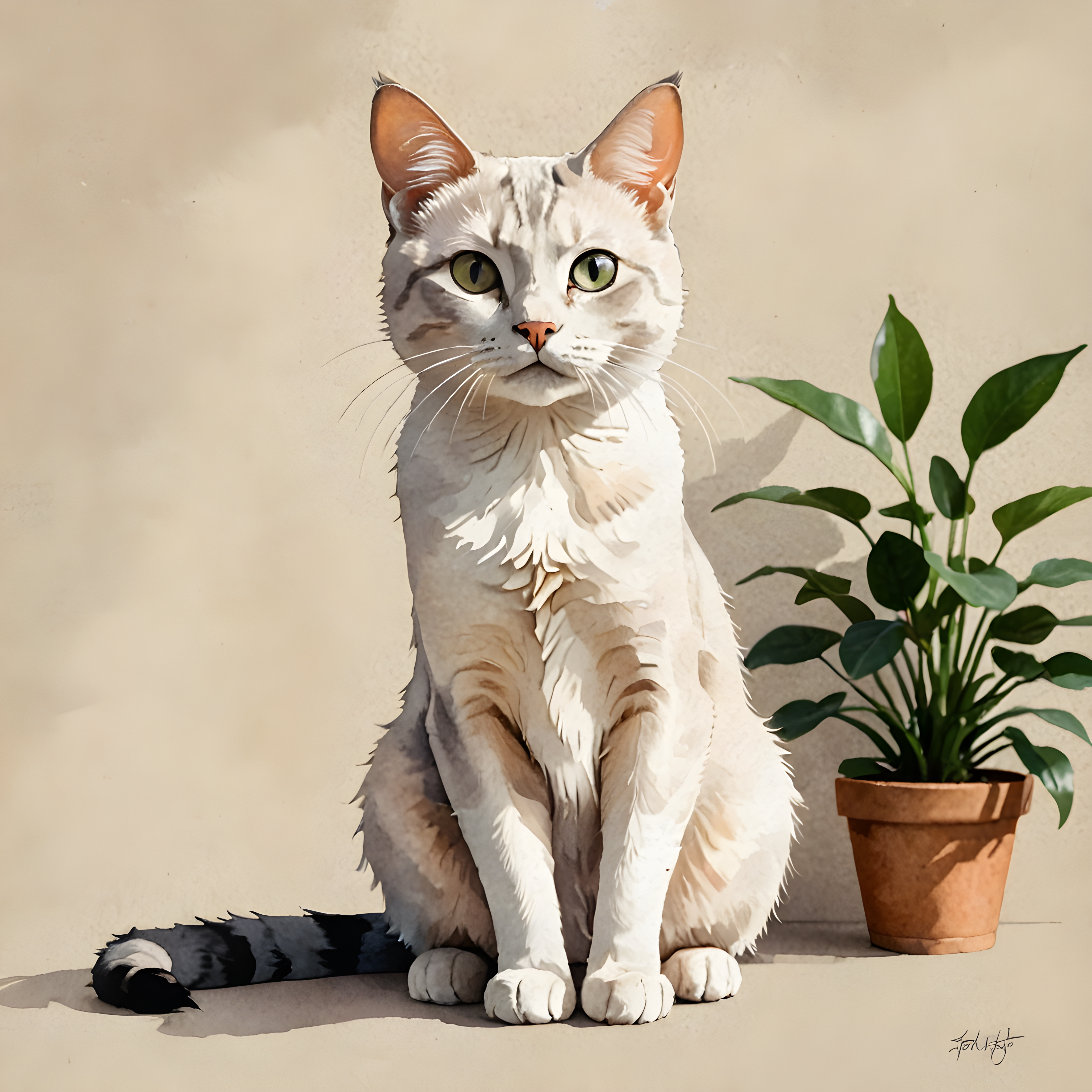 Studio Ghibli Cat — Watercolor (Aesthetic)