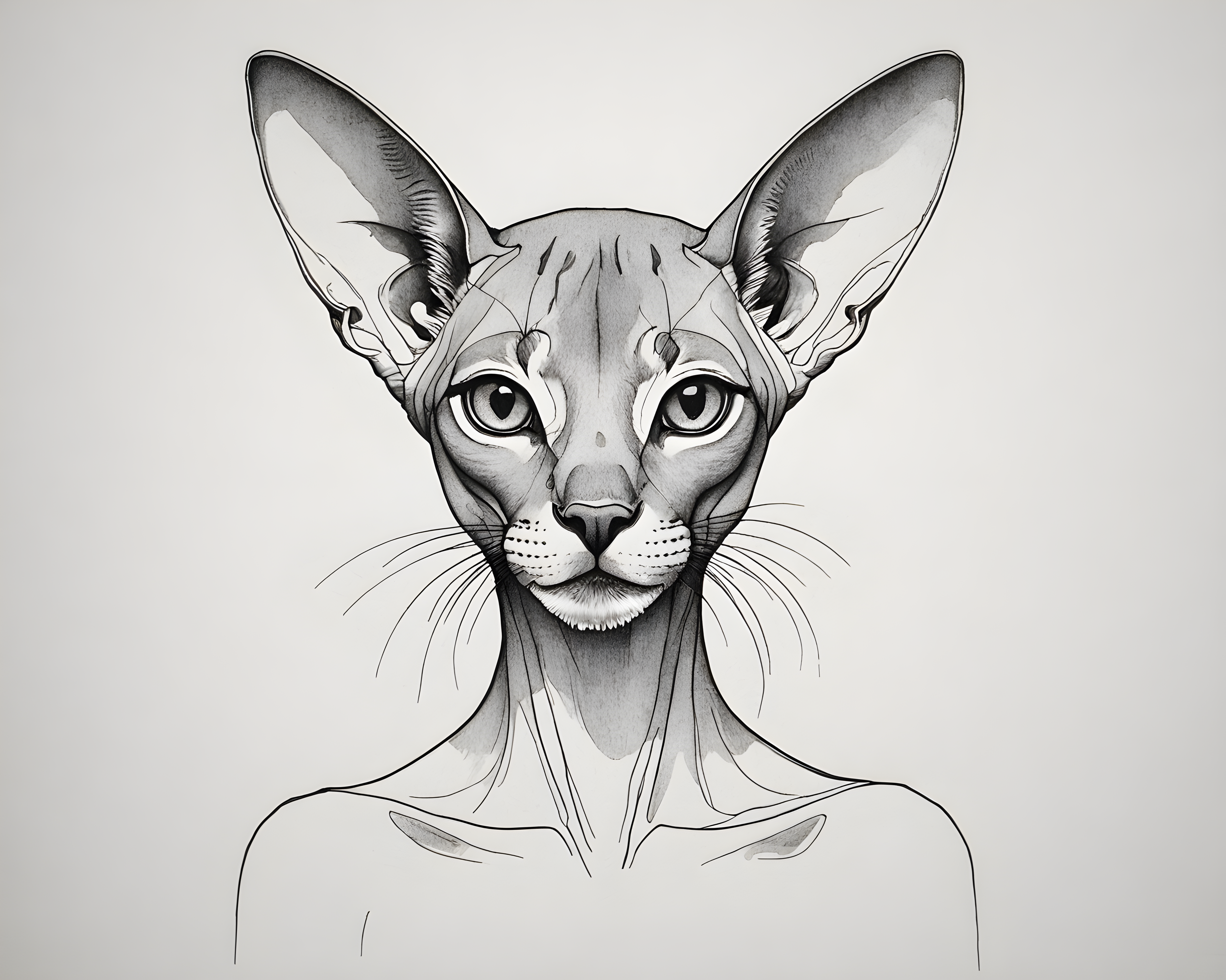Abyssinian — Minimalist Line Art (Fantasy)
