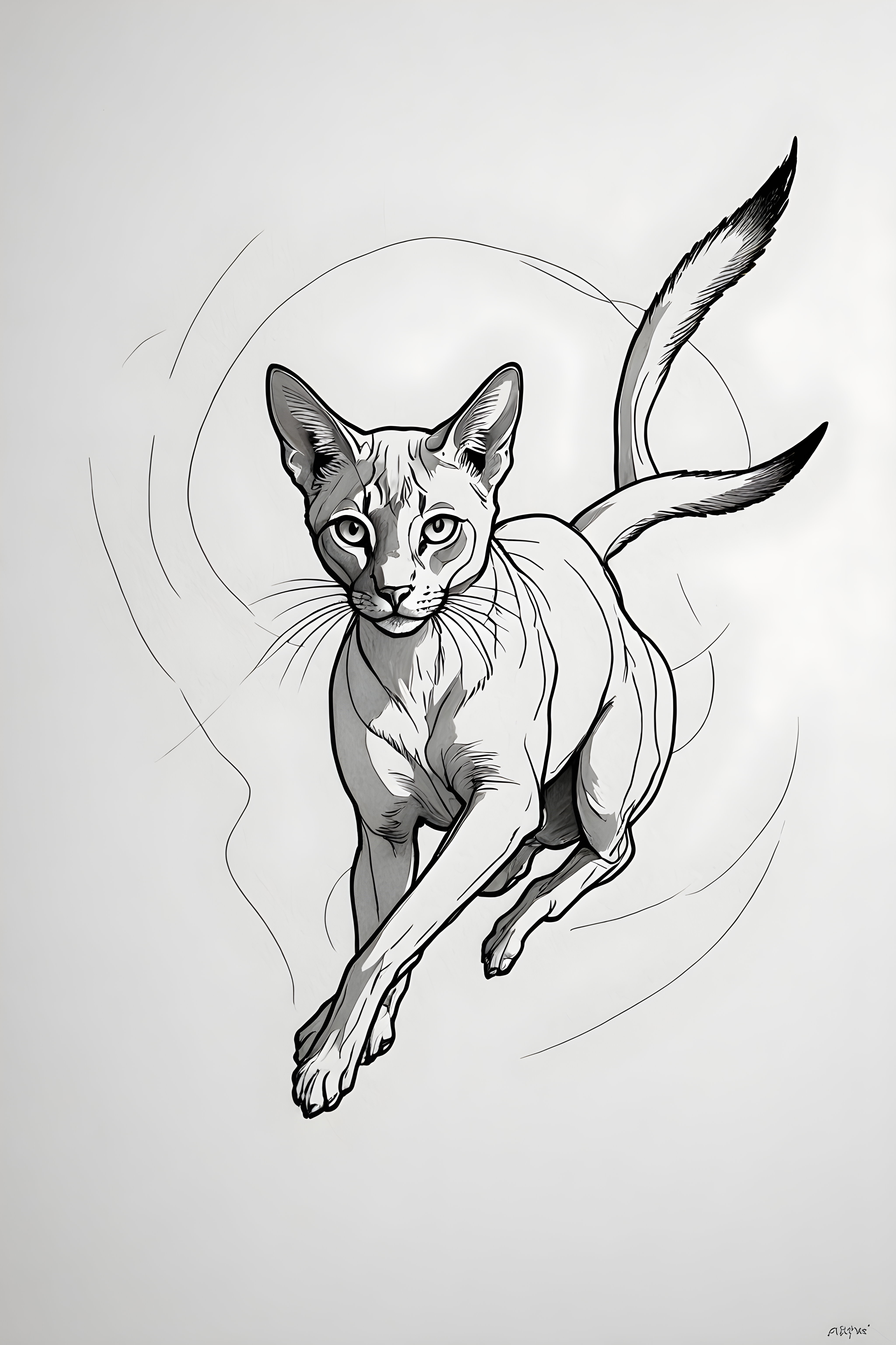 Abyssinian — Minimalist Line Art (Sleepy)