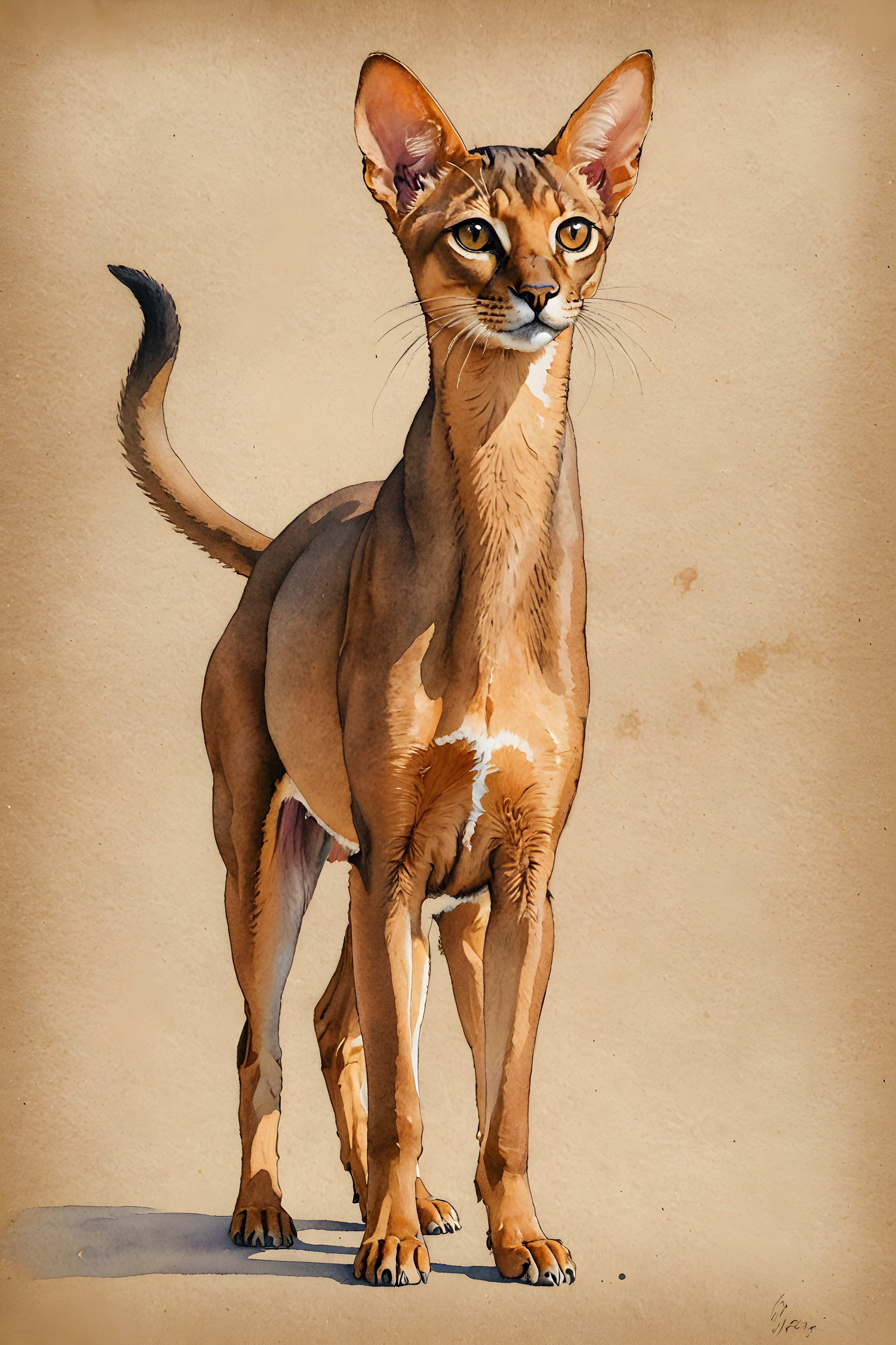 Abyssinian — Watercolor (Playful)