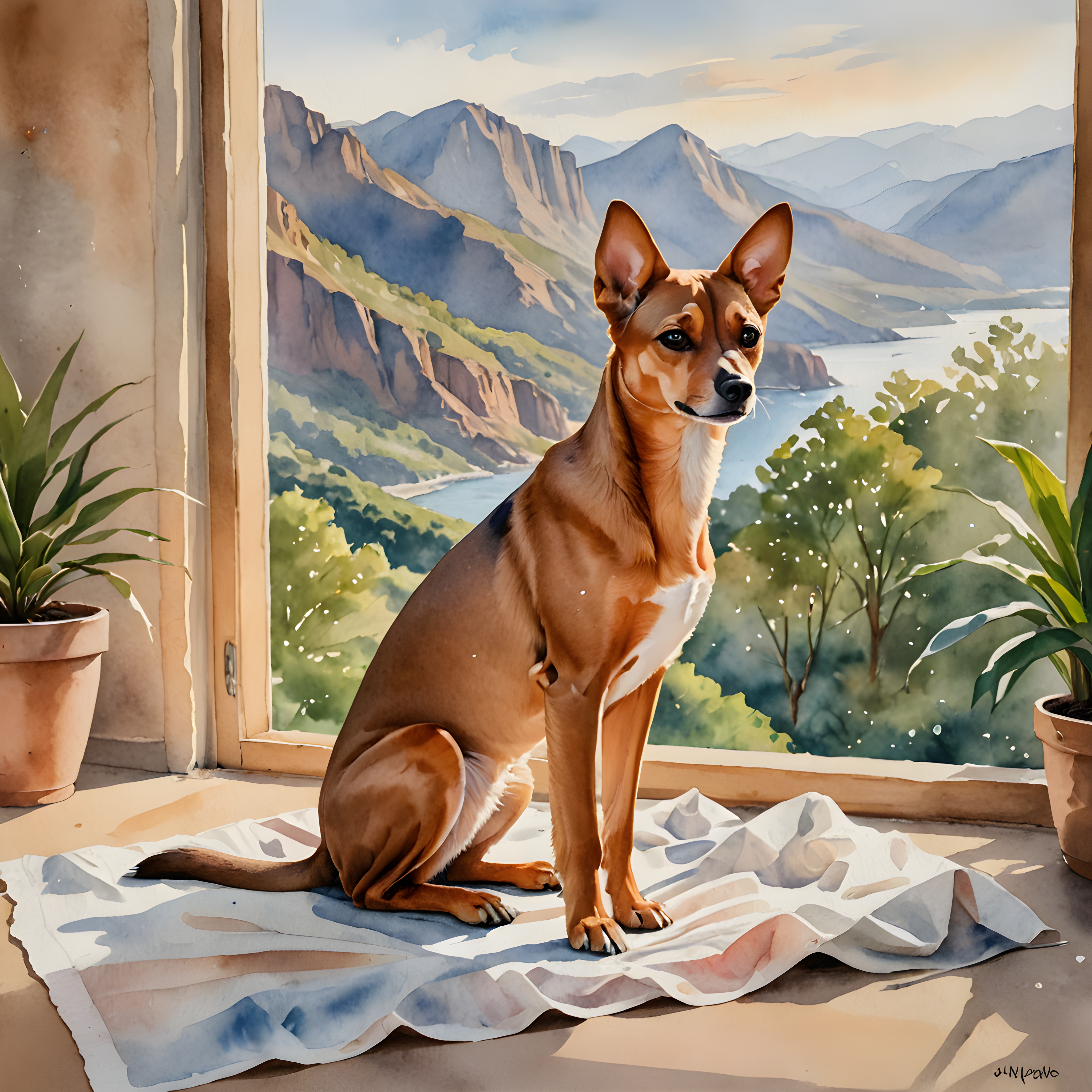 Abyssinian — Watercolor (Romantic)