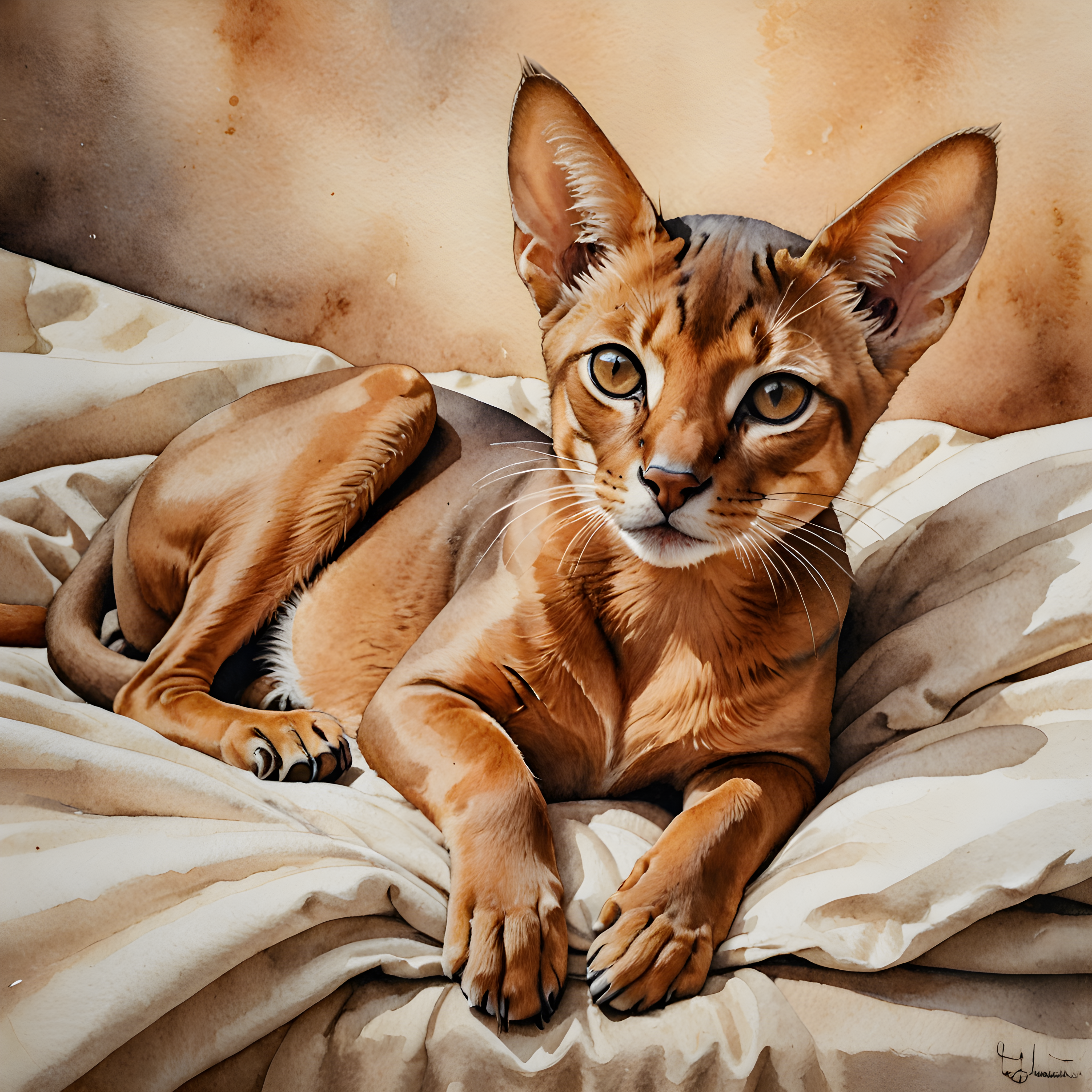 Abyssinian — Watercolor (Romantic)