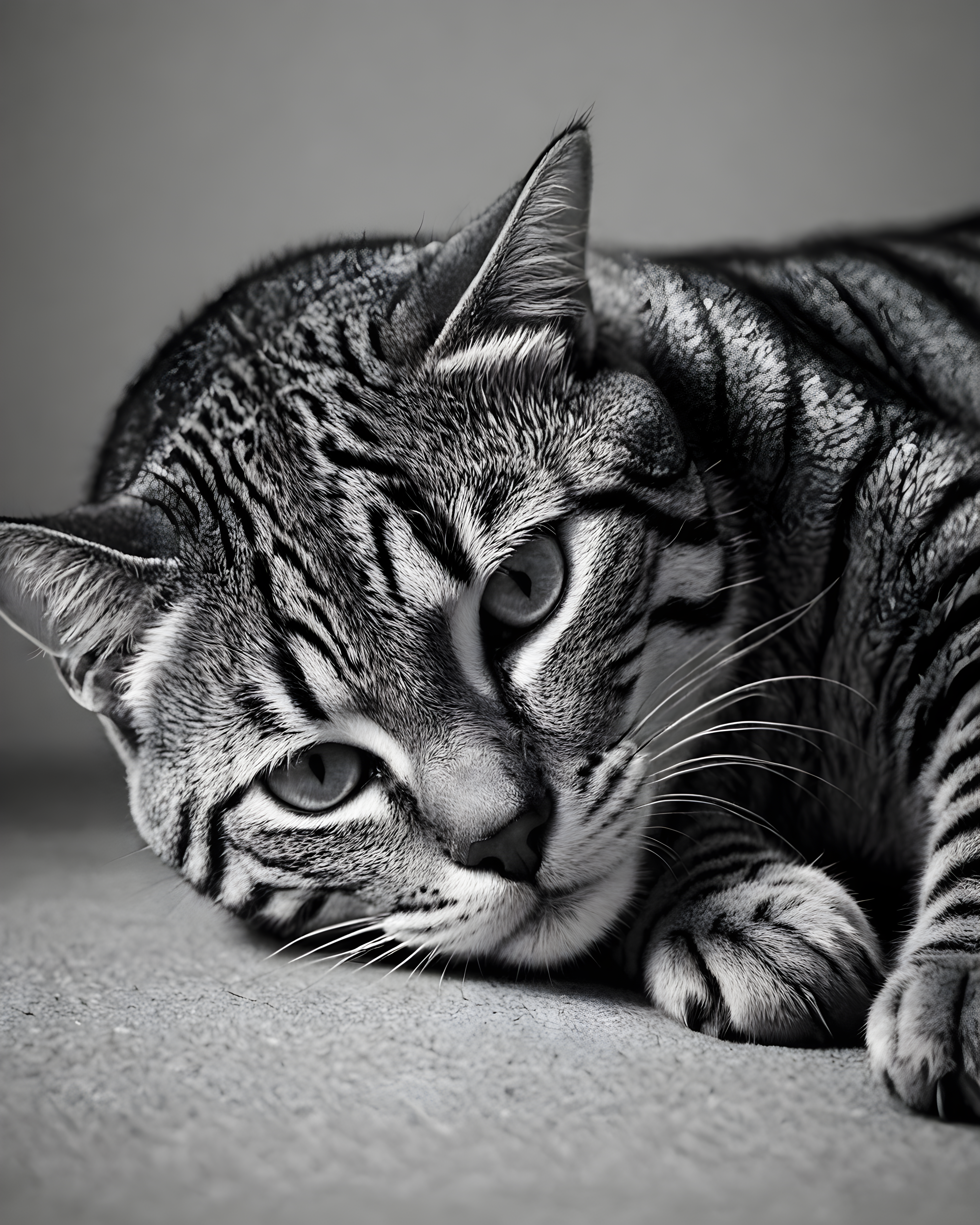American Shorthair — Black & White (Sleepy)