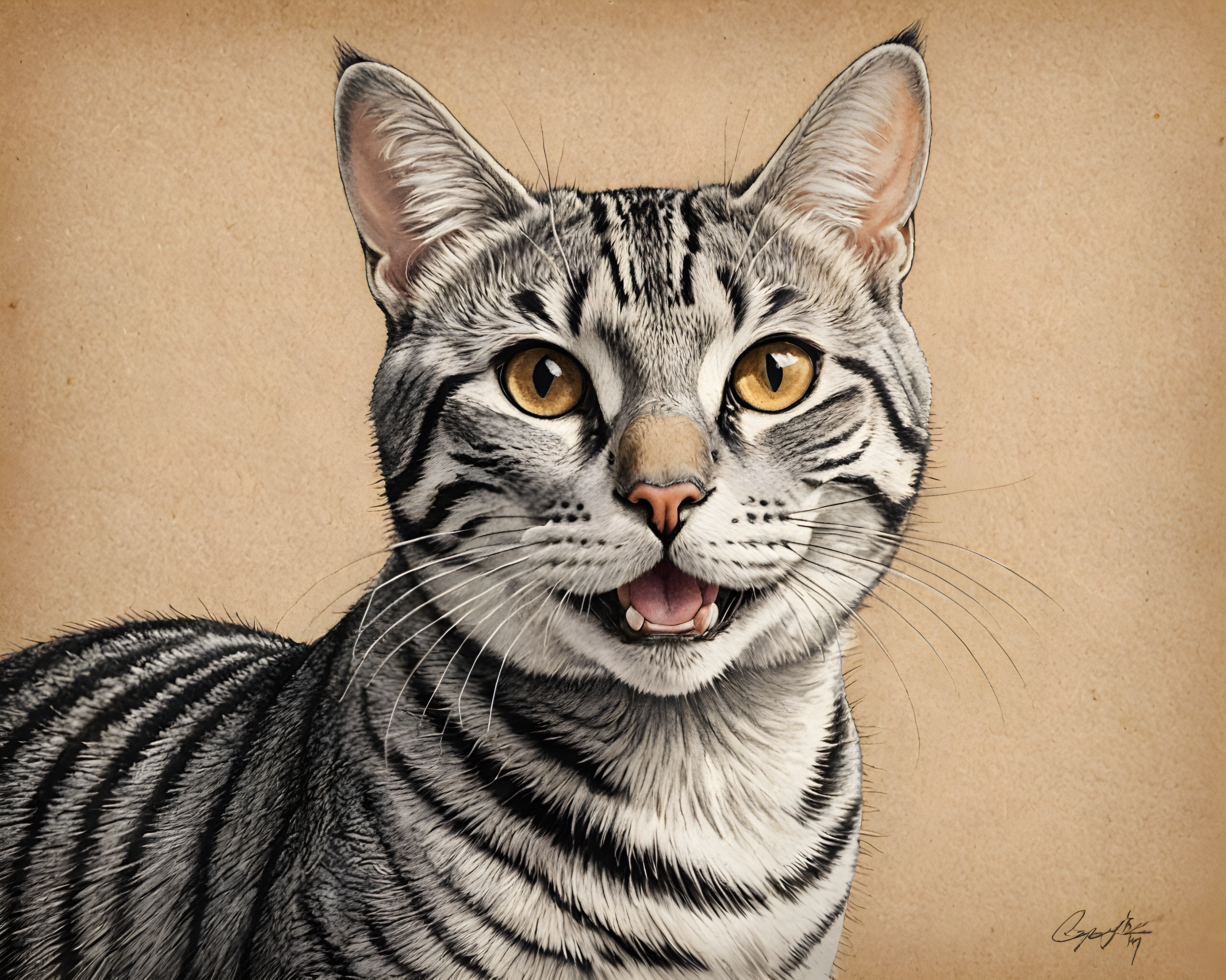 American Shorthair — Pencil Sketch (Happy)