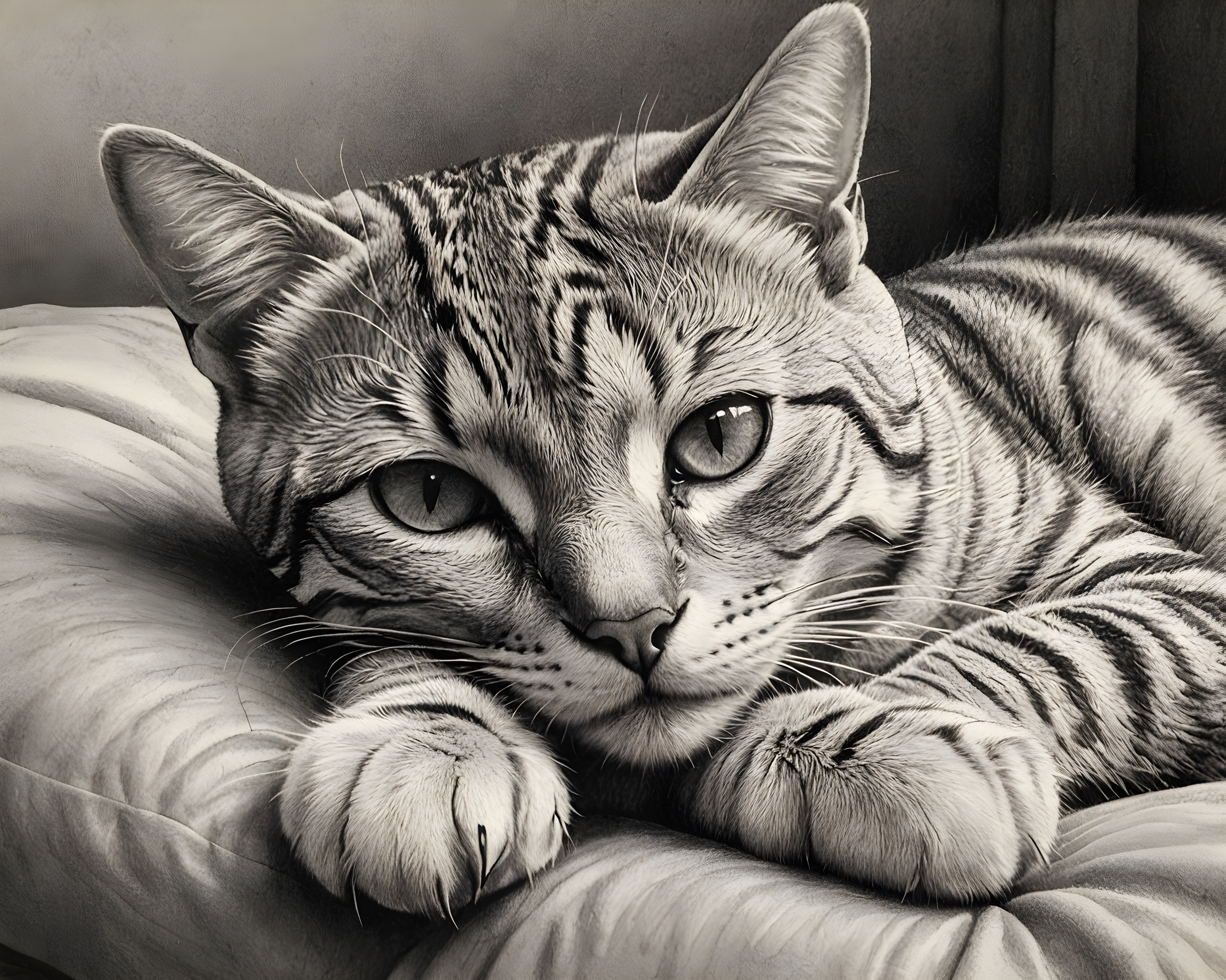 American Shorthair — Pencil Sketch (Sleepy)