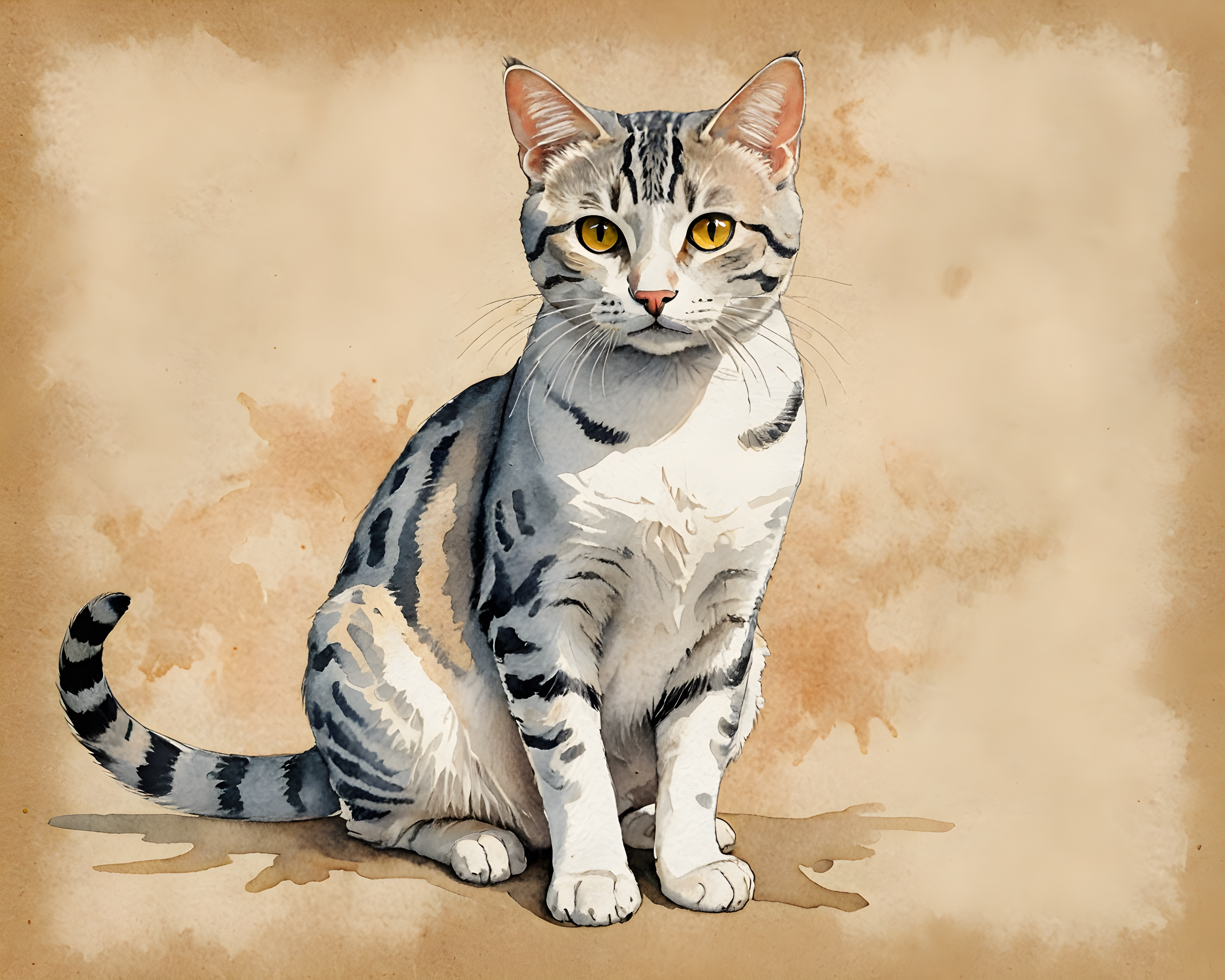 American Shorthair — Watercolor (Energetic)