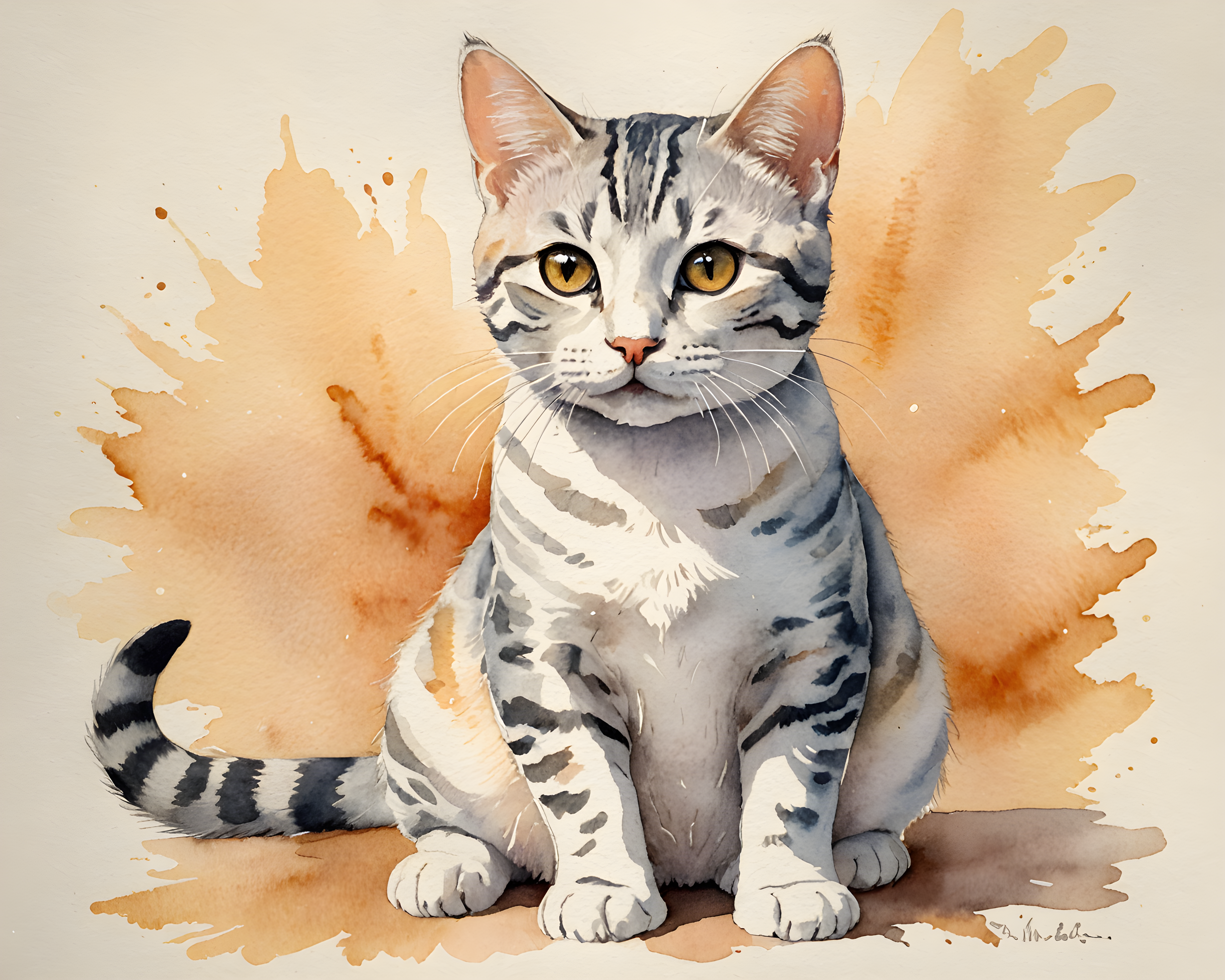 American Shorthair — Watercolor (Happy)