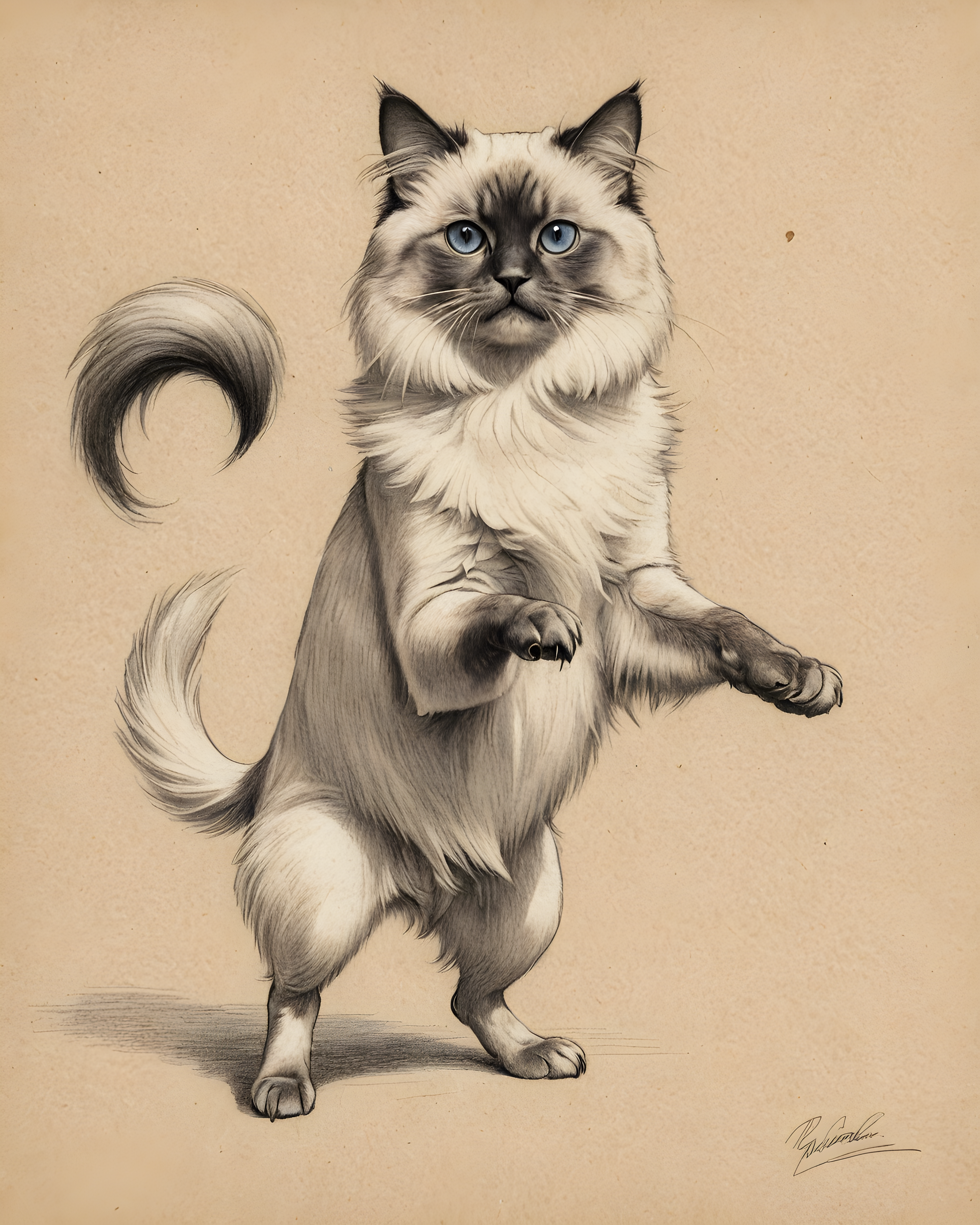 Birman — Pencil Sketch (Playful)