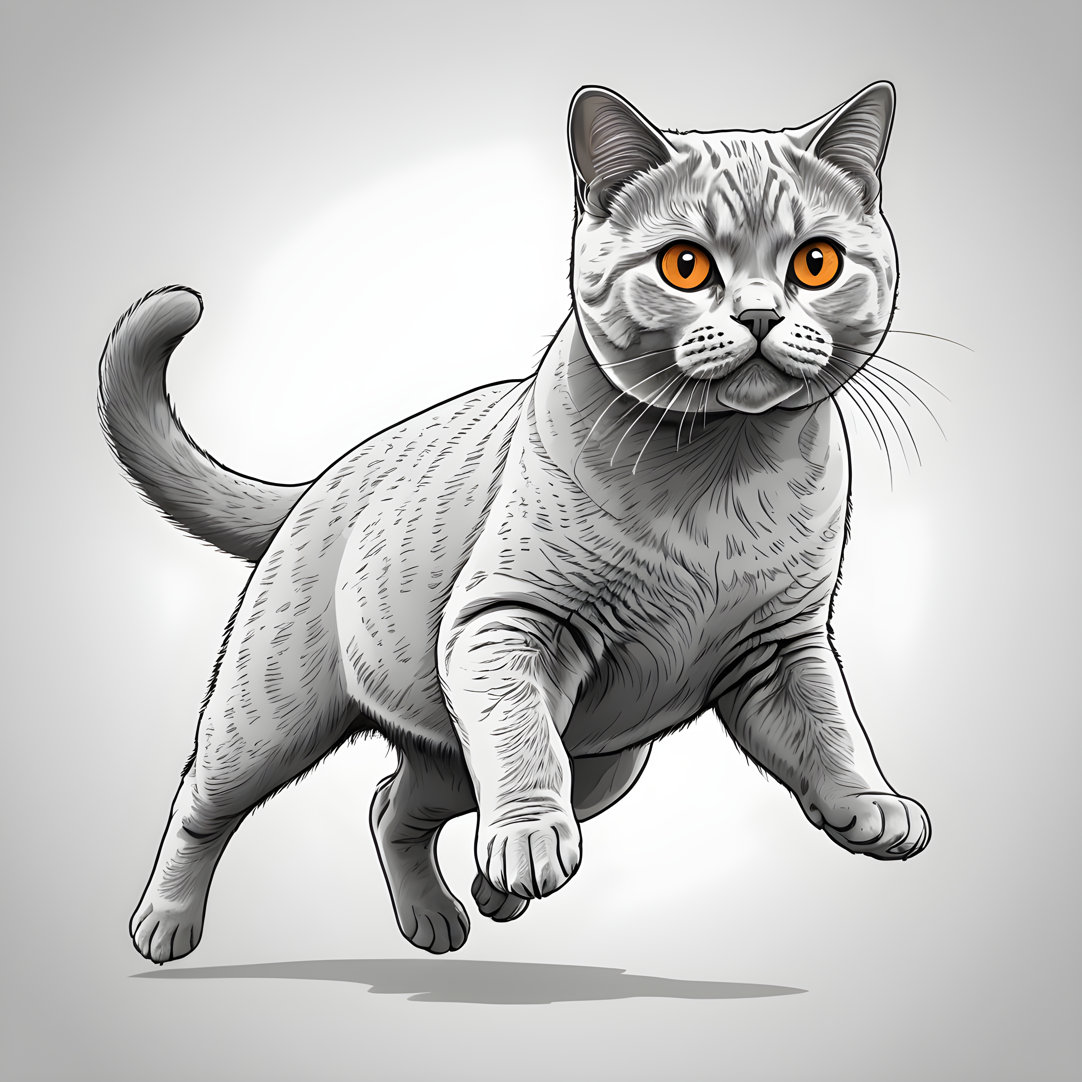 British Shorthair — Line Art (Playful)
