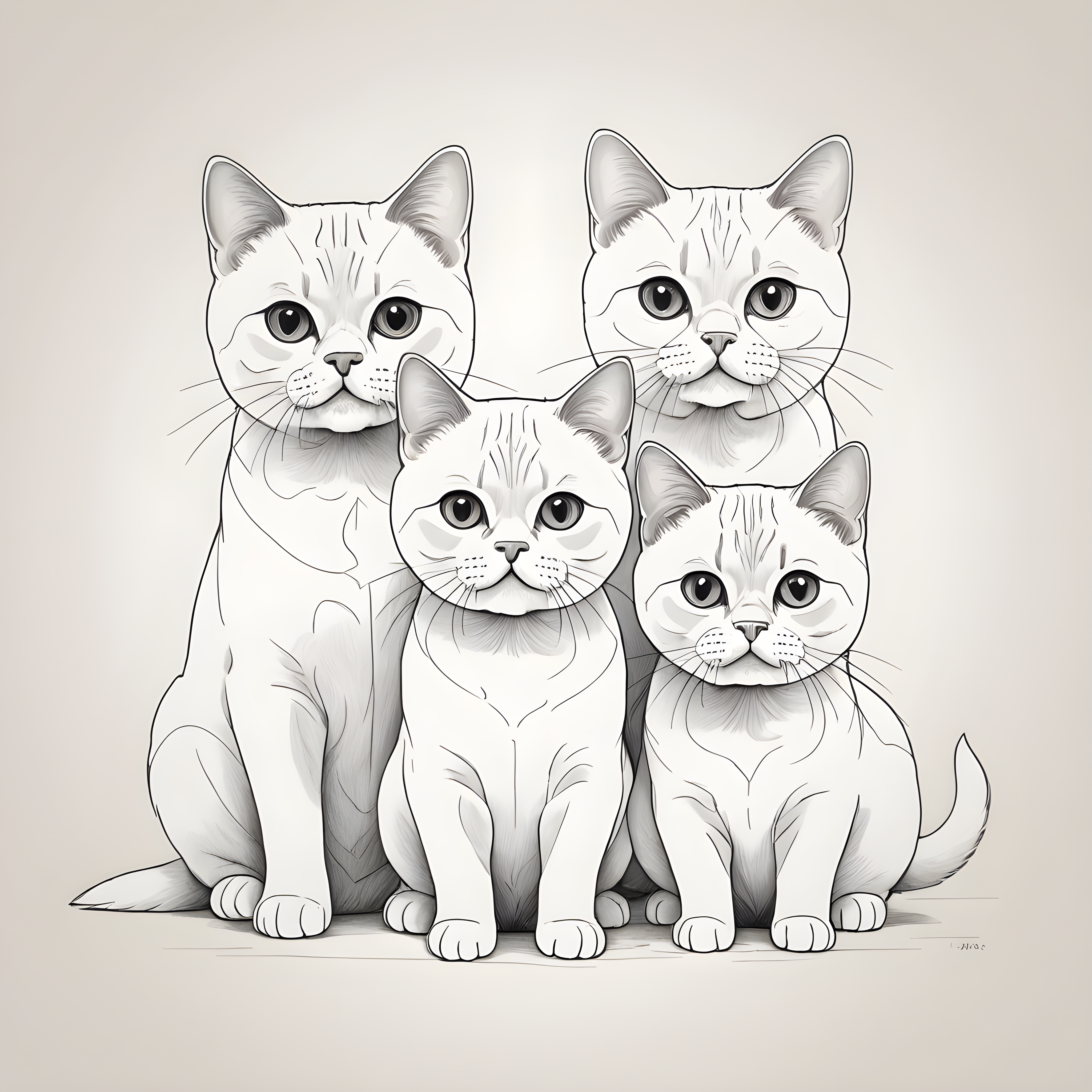 British Shorthair — Minimalist Line Art (Cute)