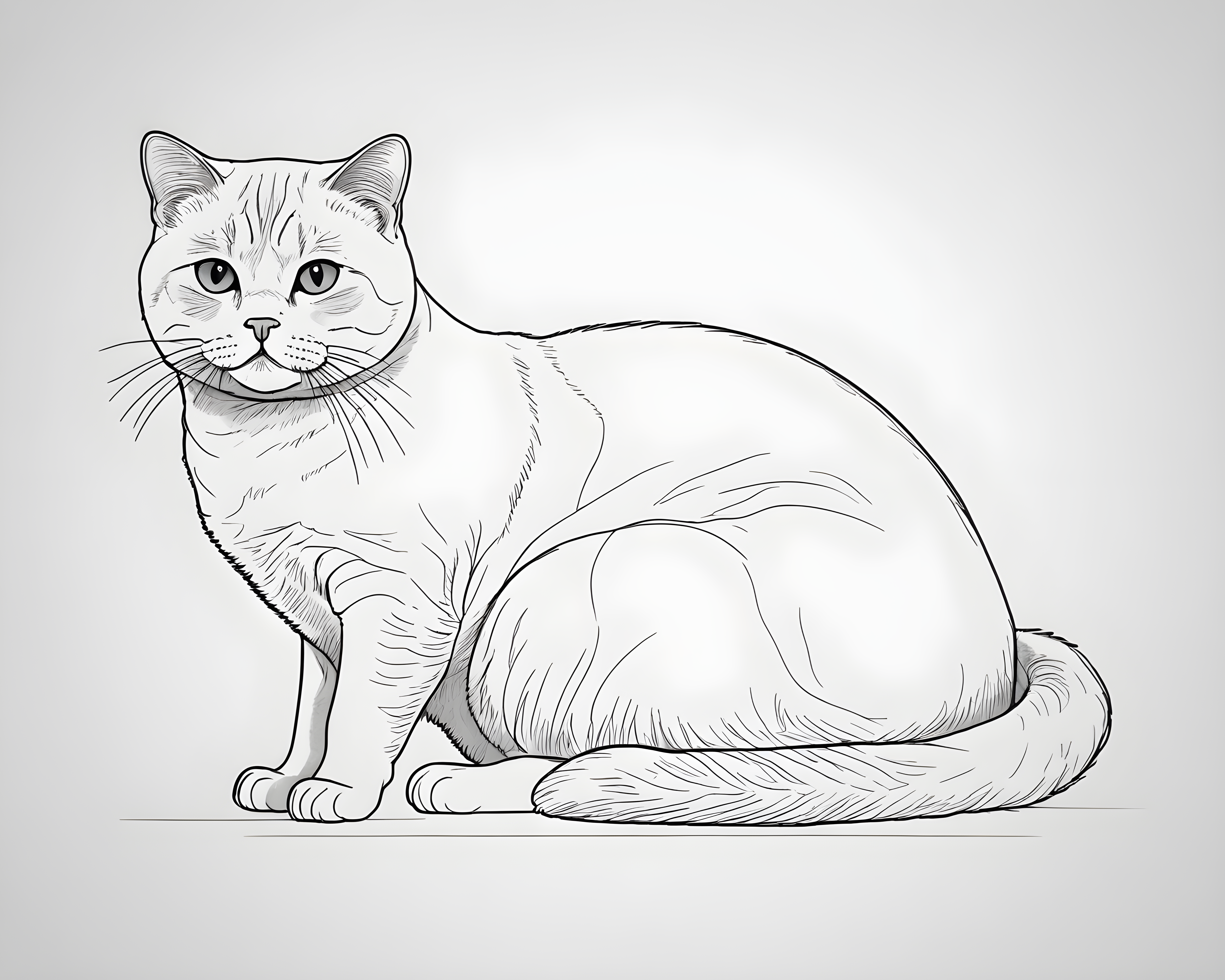 British Shorthair — Minimalist Line Art (Sleepy)