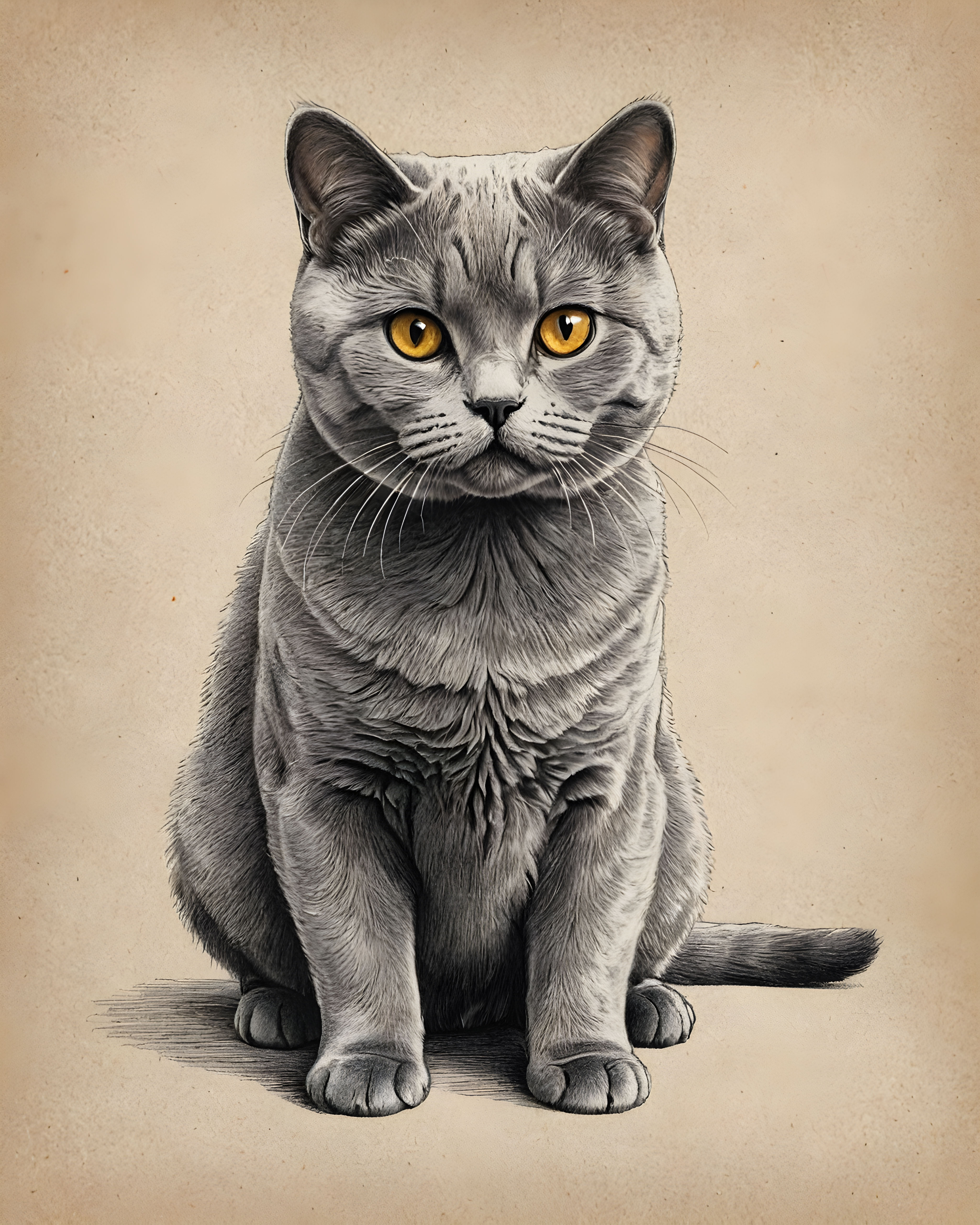 British Shorthair — Pencil Sketch (Aesthetic)