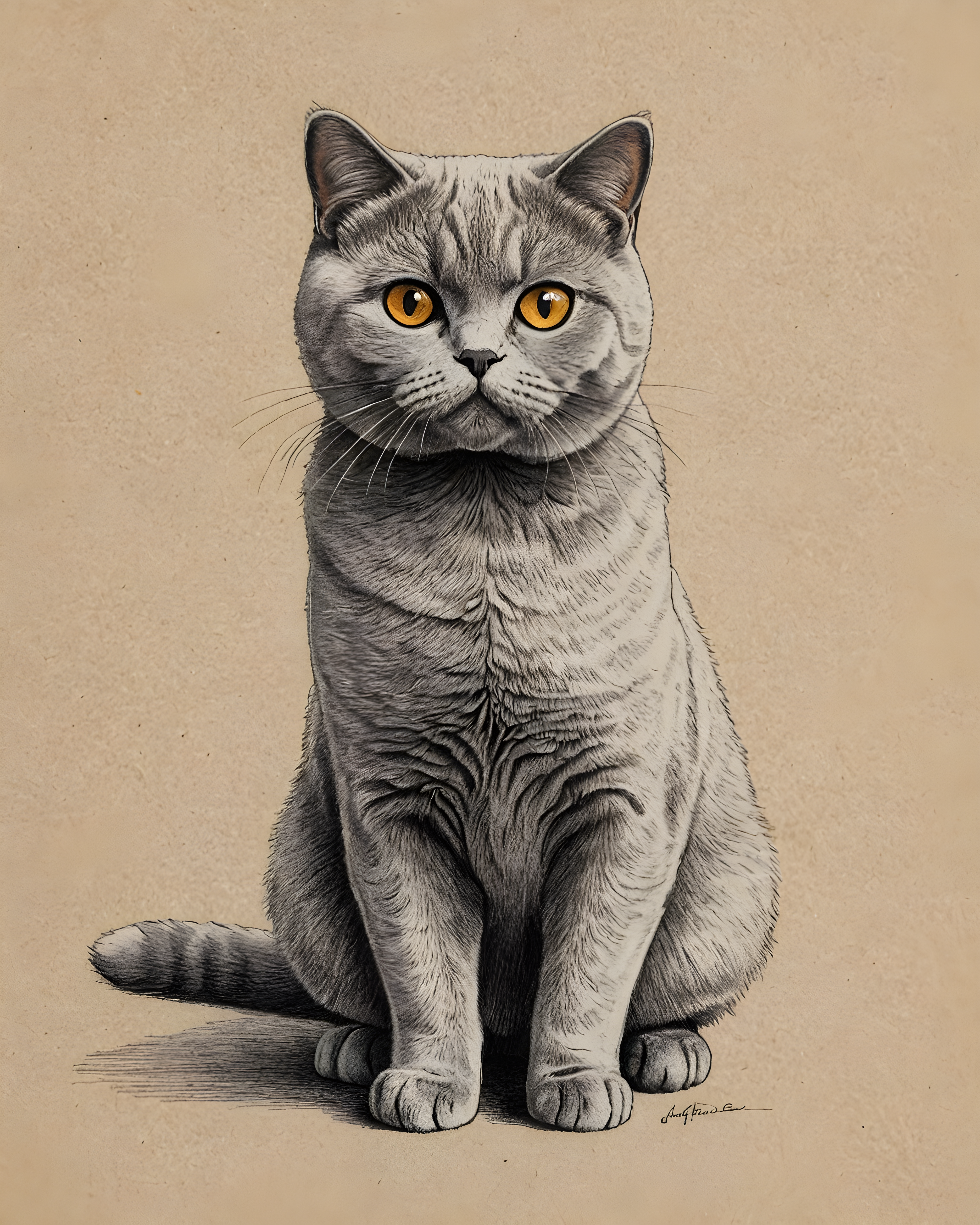 British Shorthair — Pencil Sketch (Aesthetic)