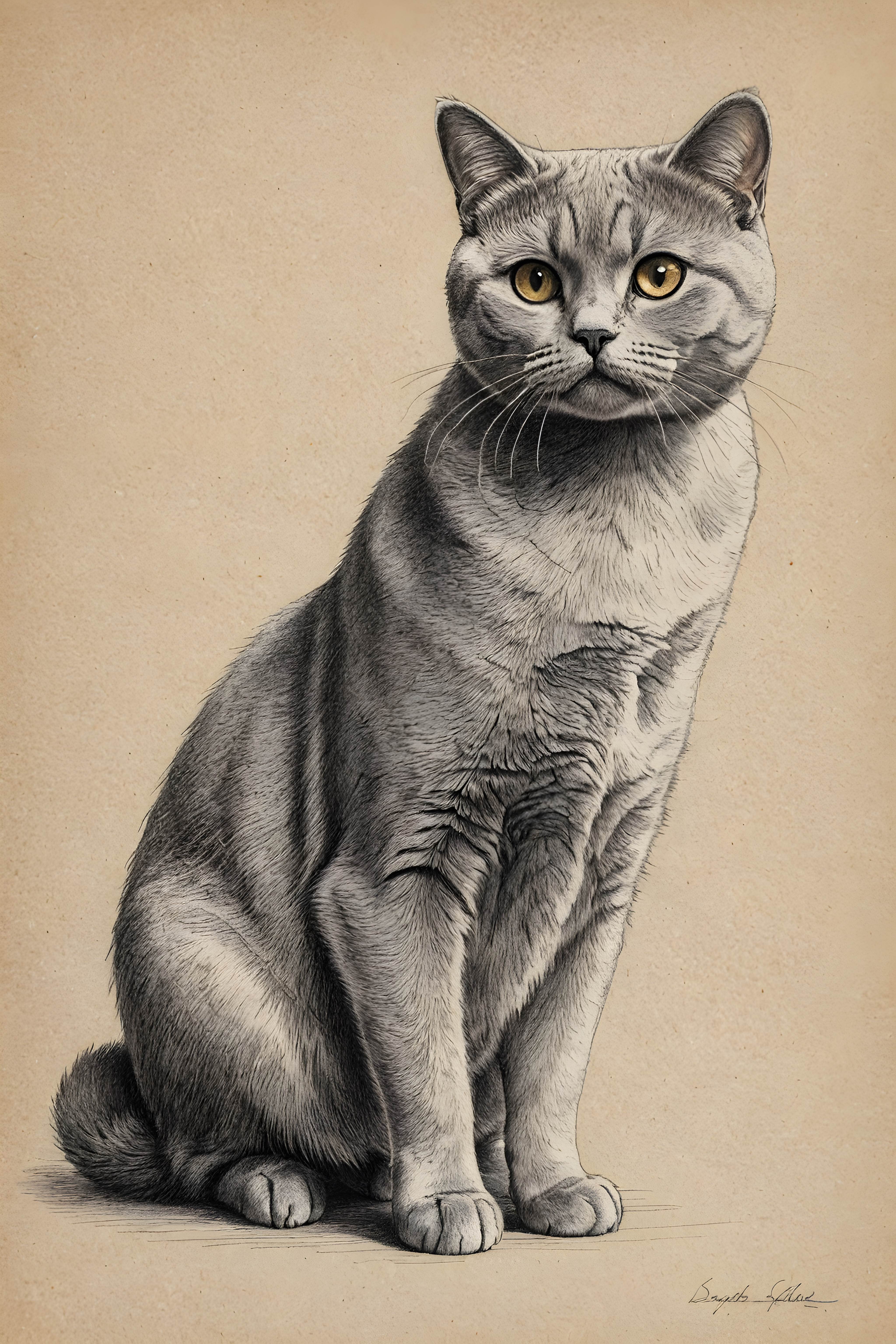 British Shorthair — Pencil Sketch (Emotional)